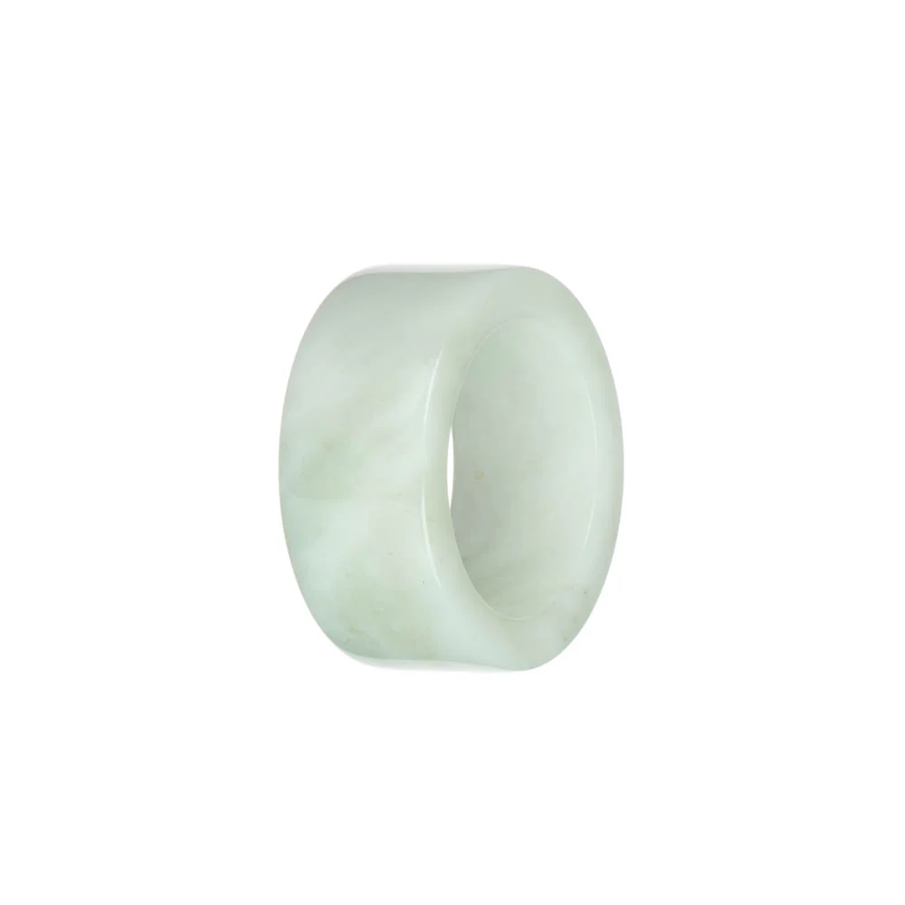 Genuine Pale Green with White Burmese Jade Ring - US 12 - Image 3