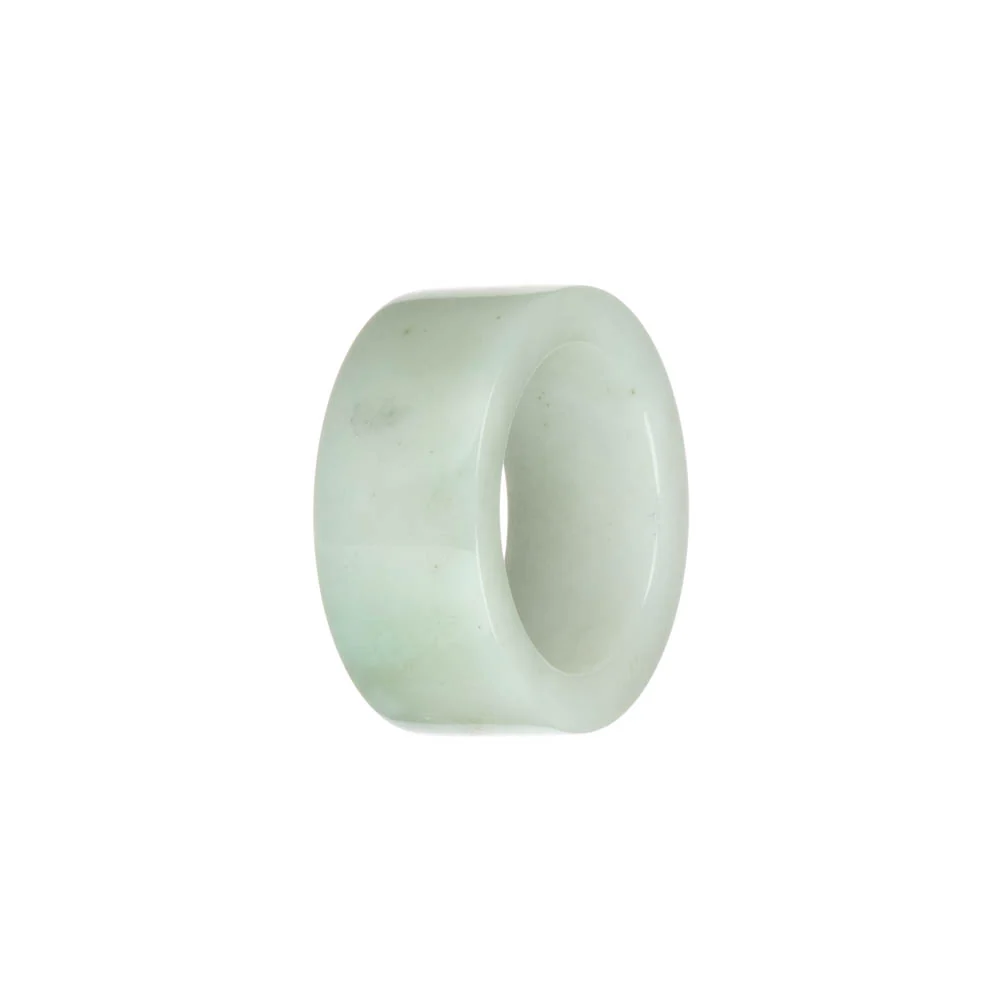 Genuine Pale Green with White Burma Jade Ring - US 12 - Image 2