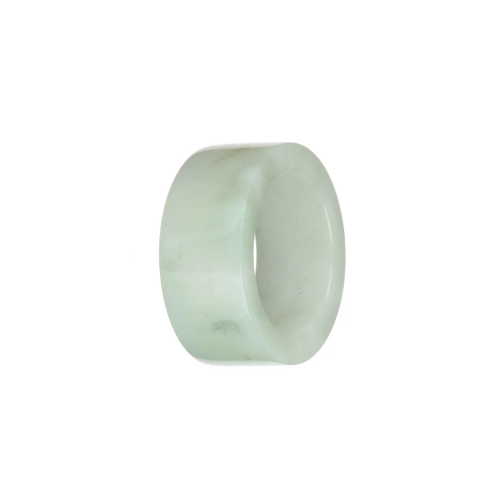 Genuine Pale Green with White Burma Jade Ring - US 12 - Image 3