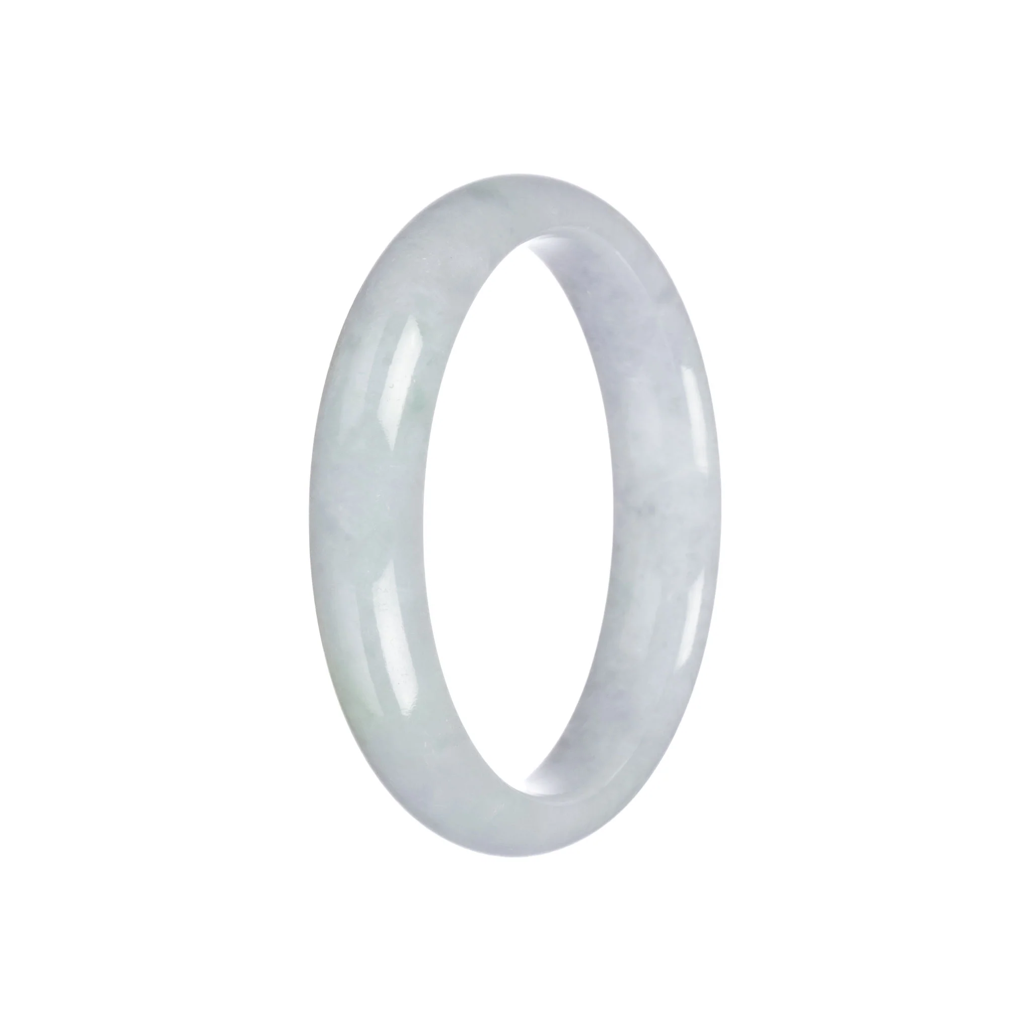 Real Natural Pale Lavender and Green Traditional Jade Bangle Bracelet - 57mm Half Moon - Image 3