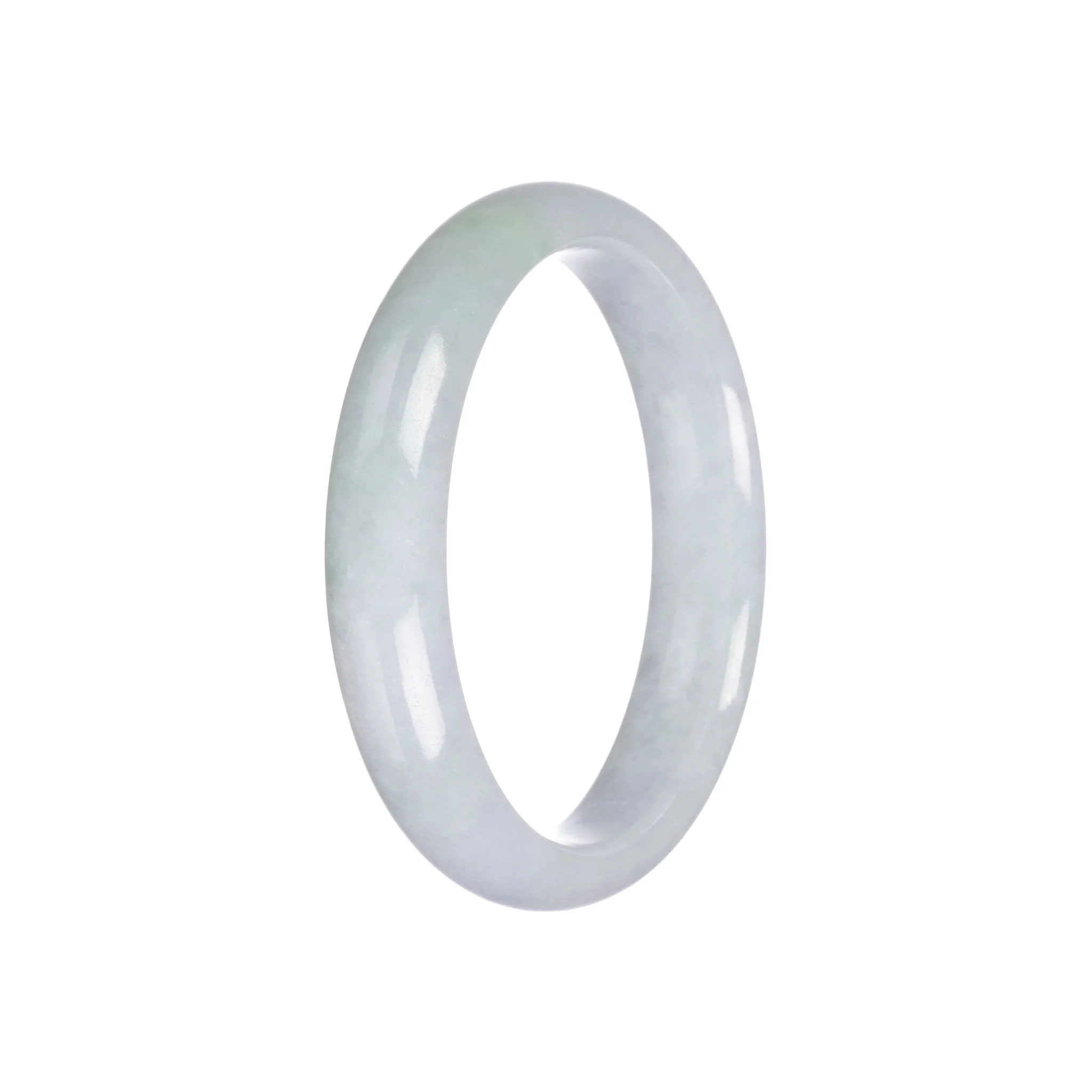 Real Natural Pale Lavender and Green Traditional Jade Bangle Bracelet - 57mm Half Moon - Image 4