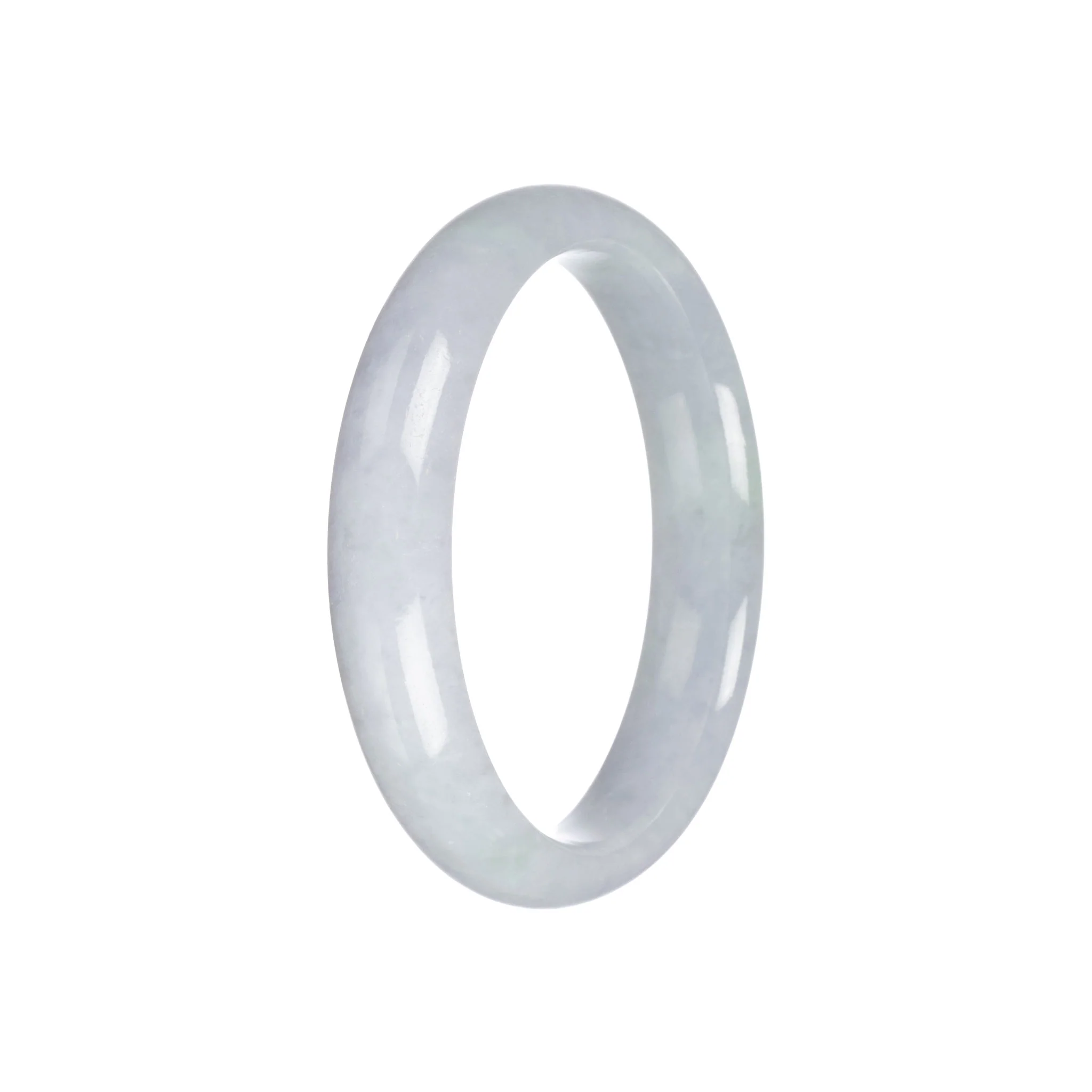 Real Natural Pale Lavender and Green Traditional Jade Bangle Bracelet - 57mm Half Moon - Image 5