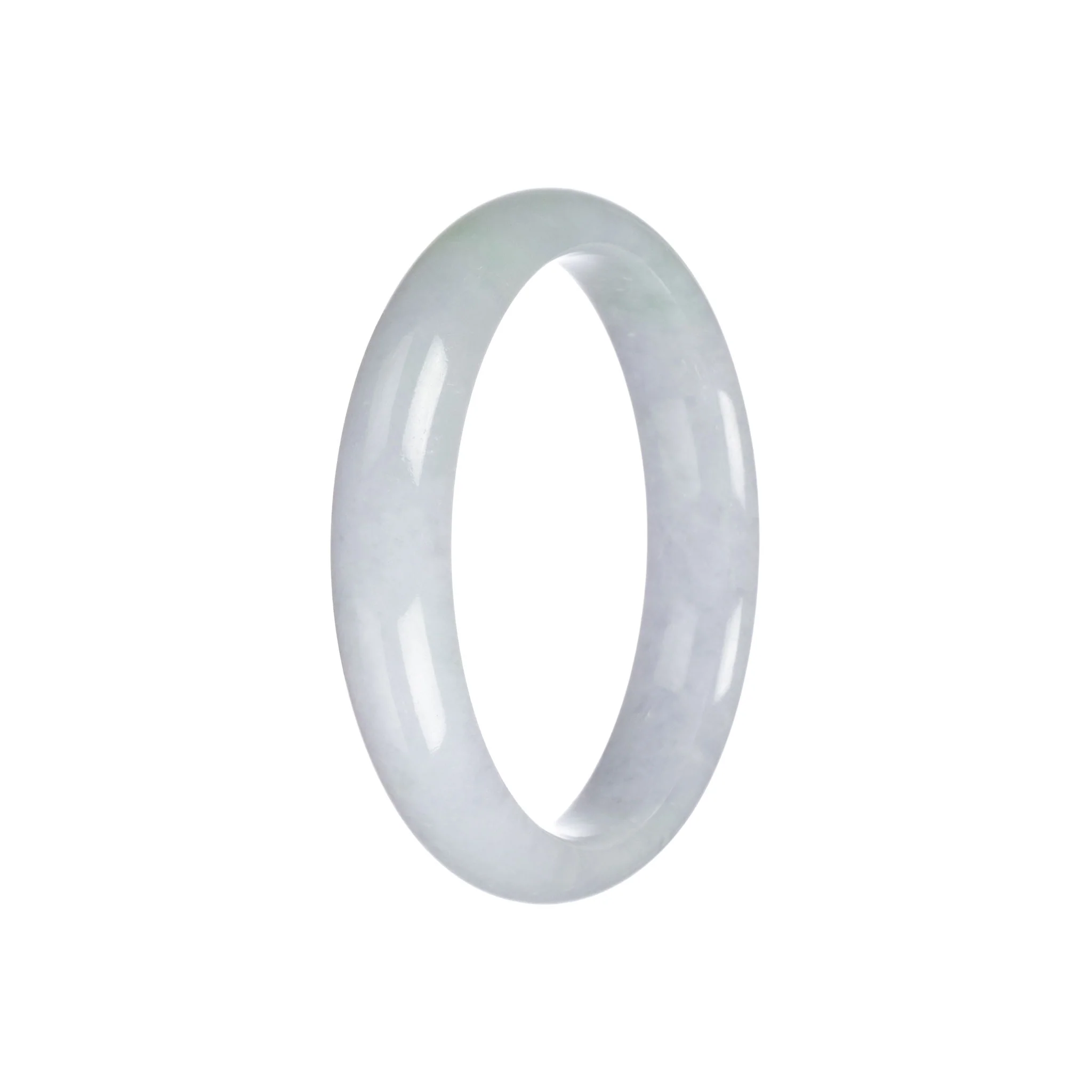 Real Natural Pale Lavender and Green Traditional Jade Bangle Bracelet - 57mm Half Moon - Image 6