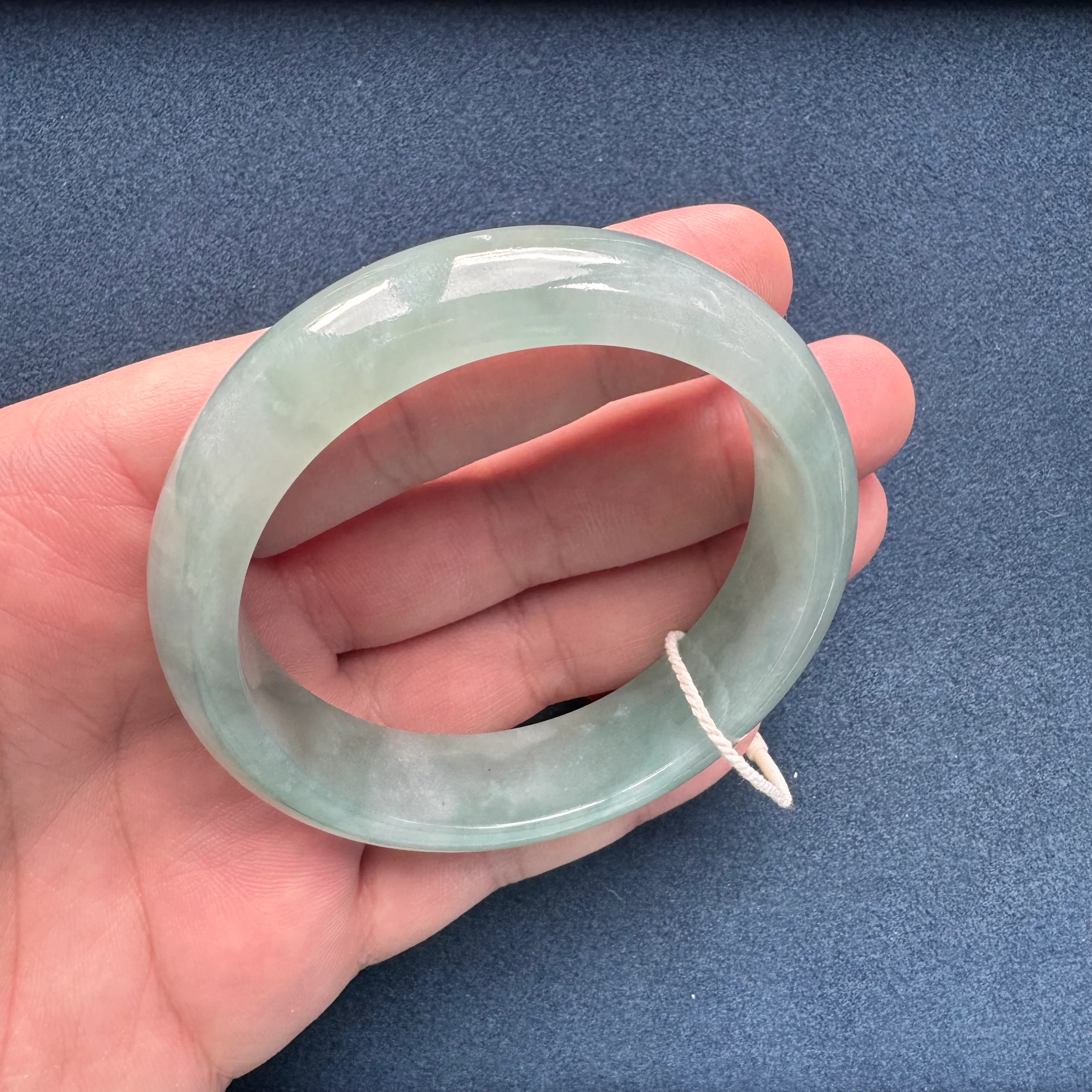Real Grade A Green Burma Jade Bracelet - 58mm Half Moon - Image 4