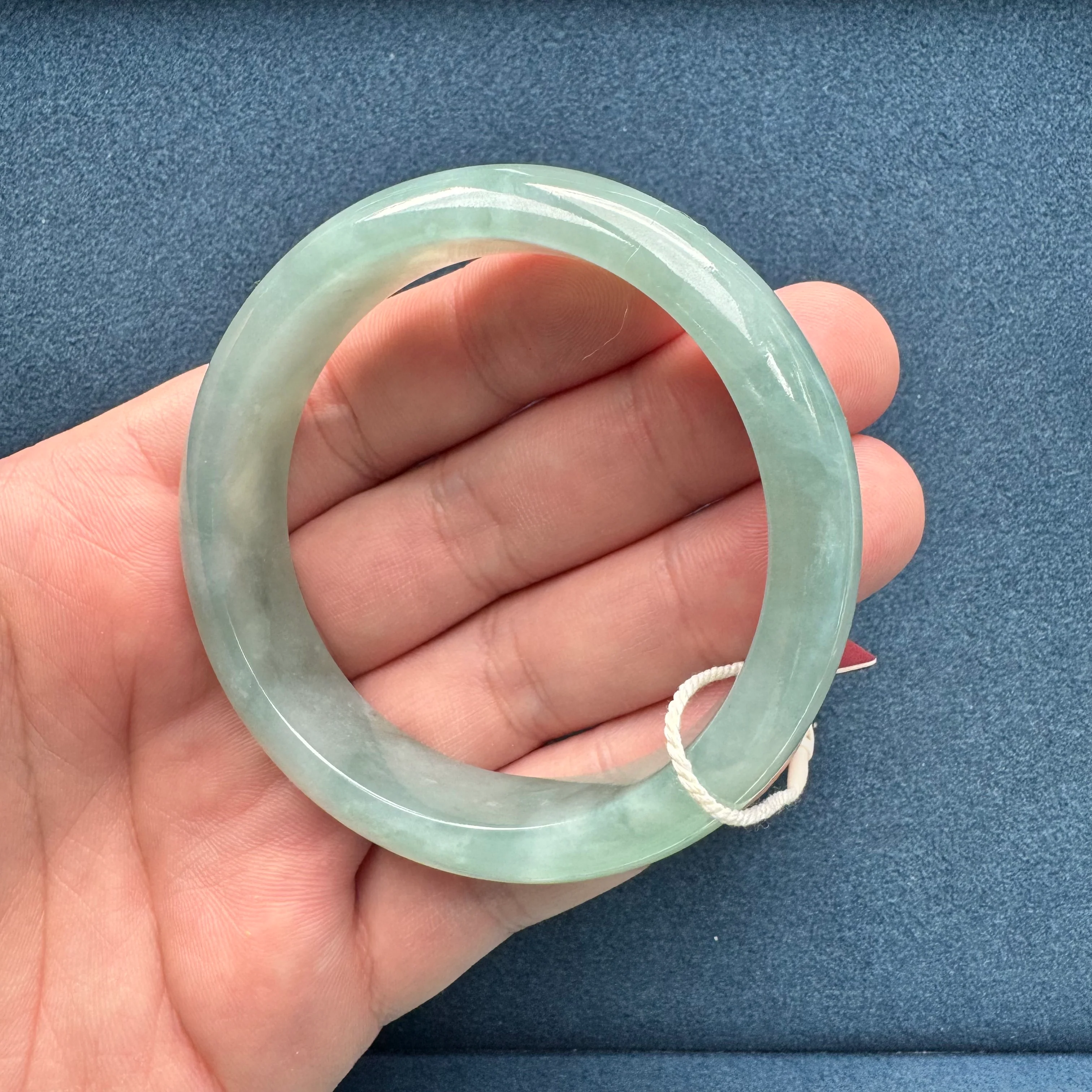 Real Grade A Green Burma Jade Bracelet - 58mm Half Moon - Image 5
