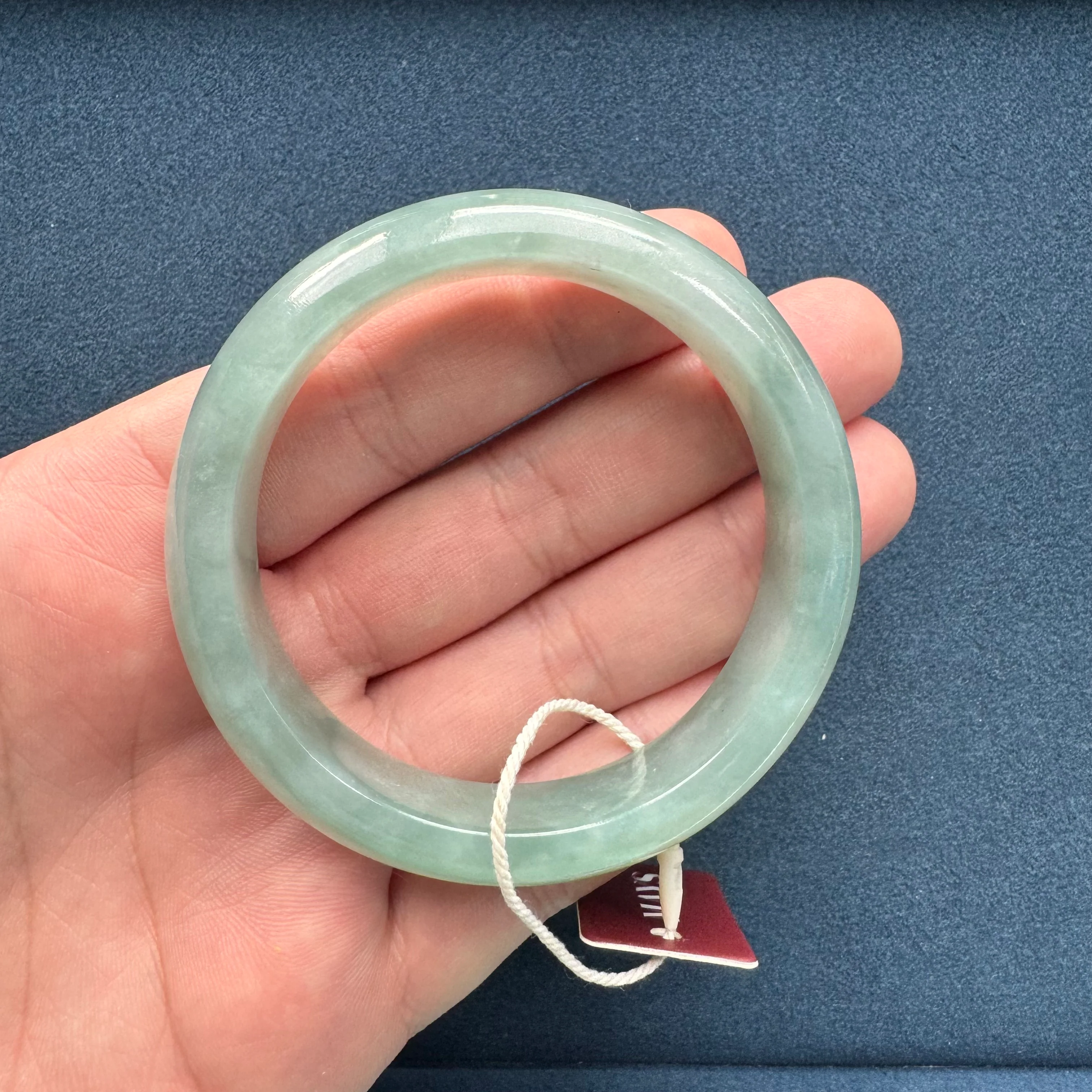Real Grade A Green Burma Jade Bracelet - 58mm Half Moon - Image 6