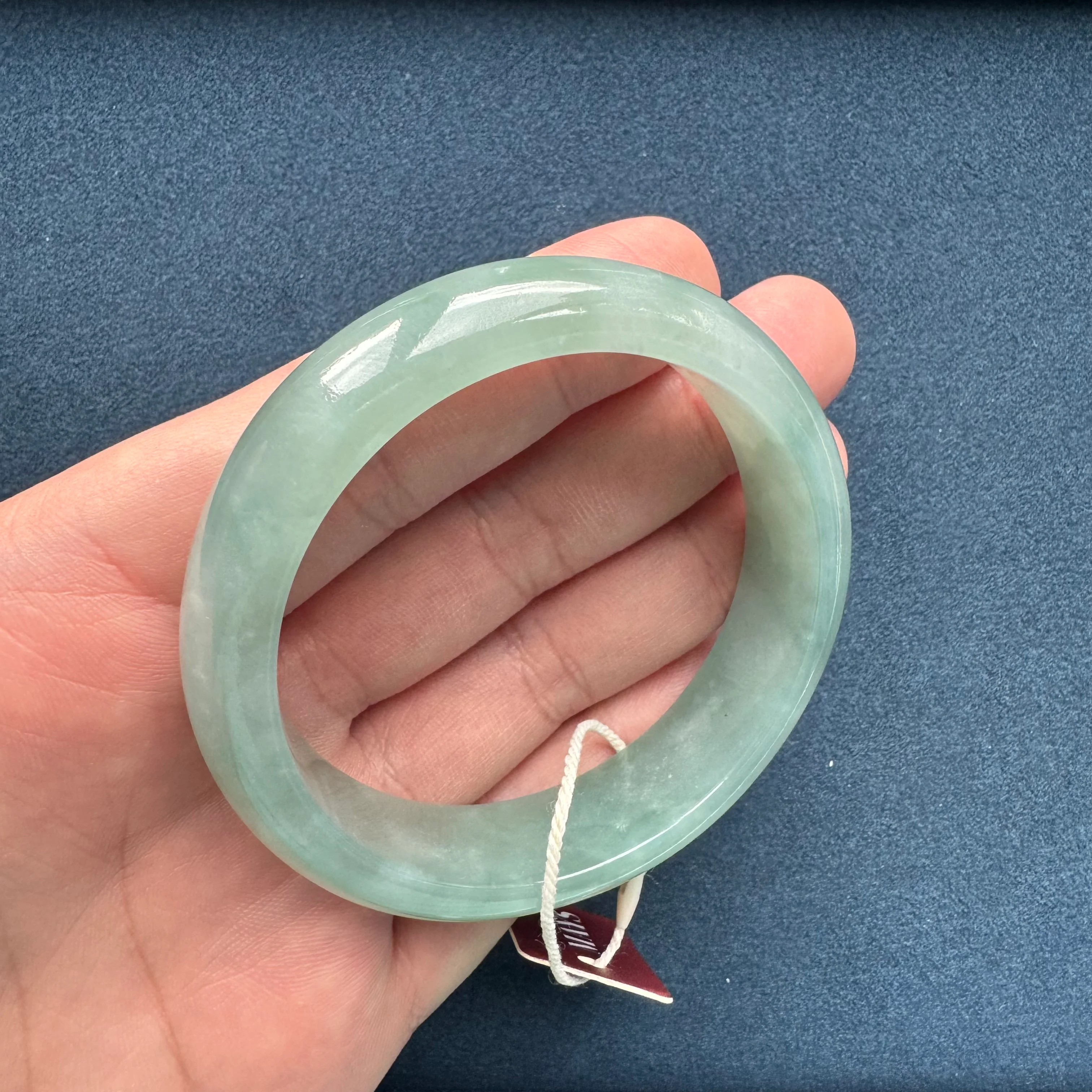 Real Grade A Green Burma Jade Bracelet - 58mm Half Moon - Image 7
