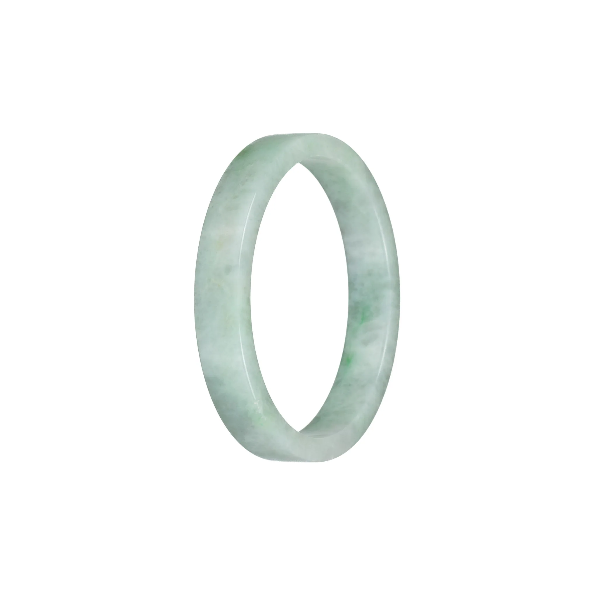 Real Grade A Green Pattern Burmese Jade Bangle Bracelet - 52mm Flat - Image 2
