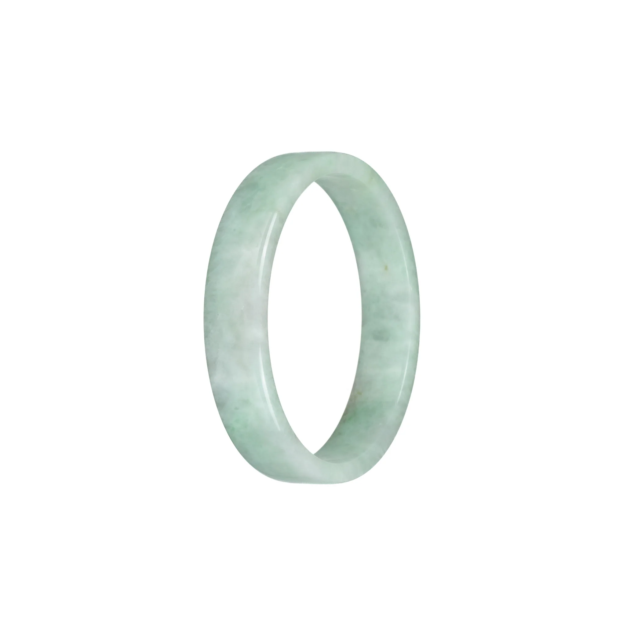 Real Grade A Green Pattern Jade Bangle - 51mm Flat - Image 2