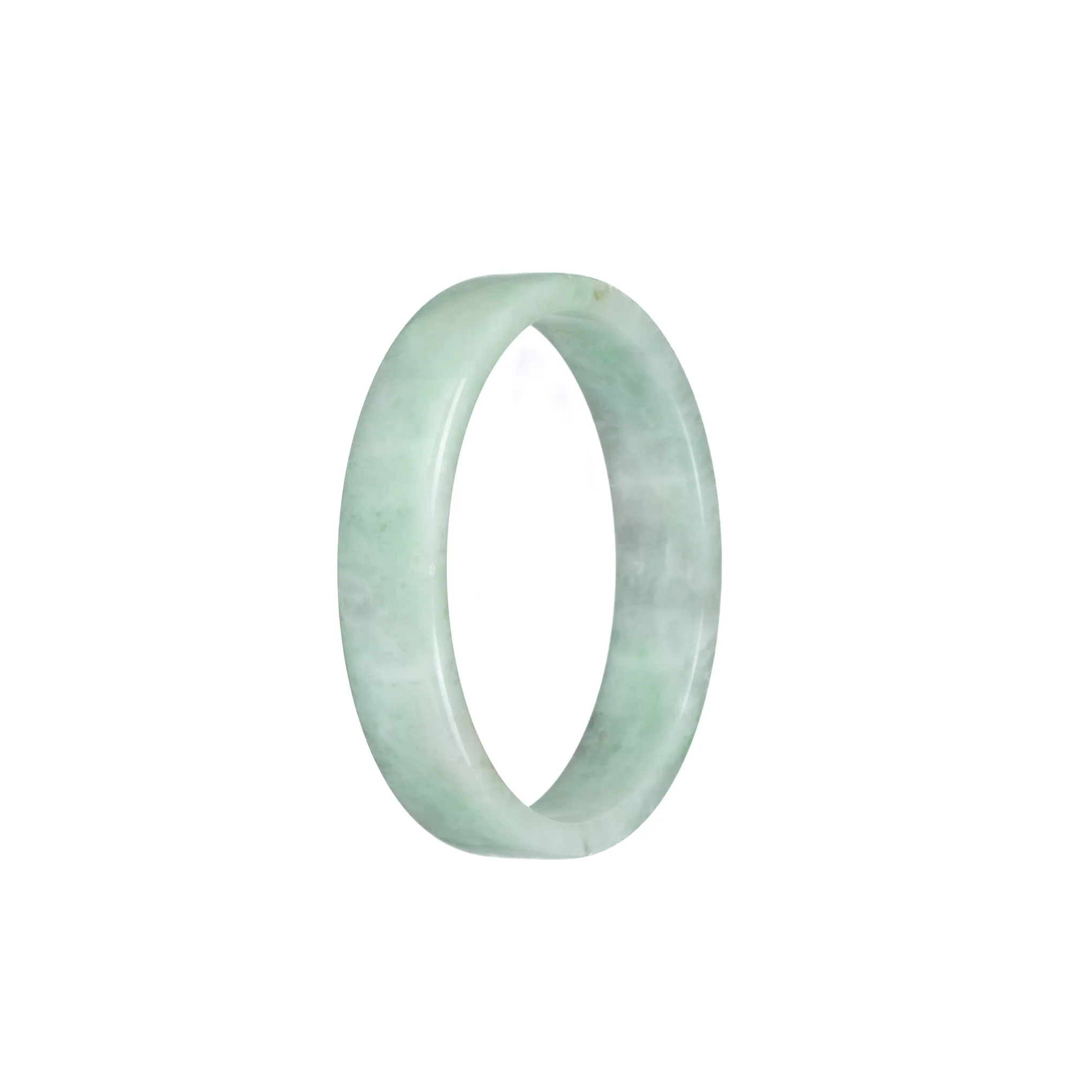 Real Grade A Green Pattern Jade Bangle - 51mm Flat - Image 3