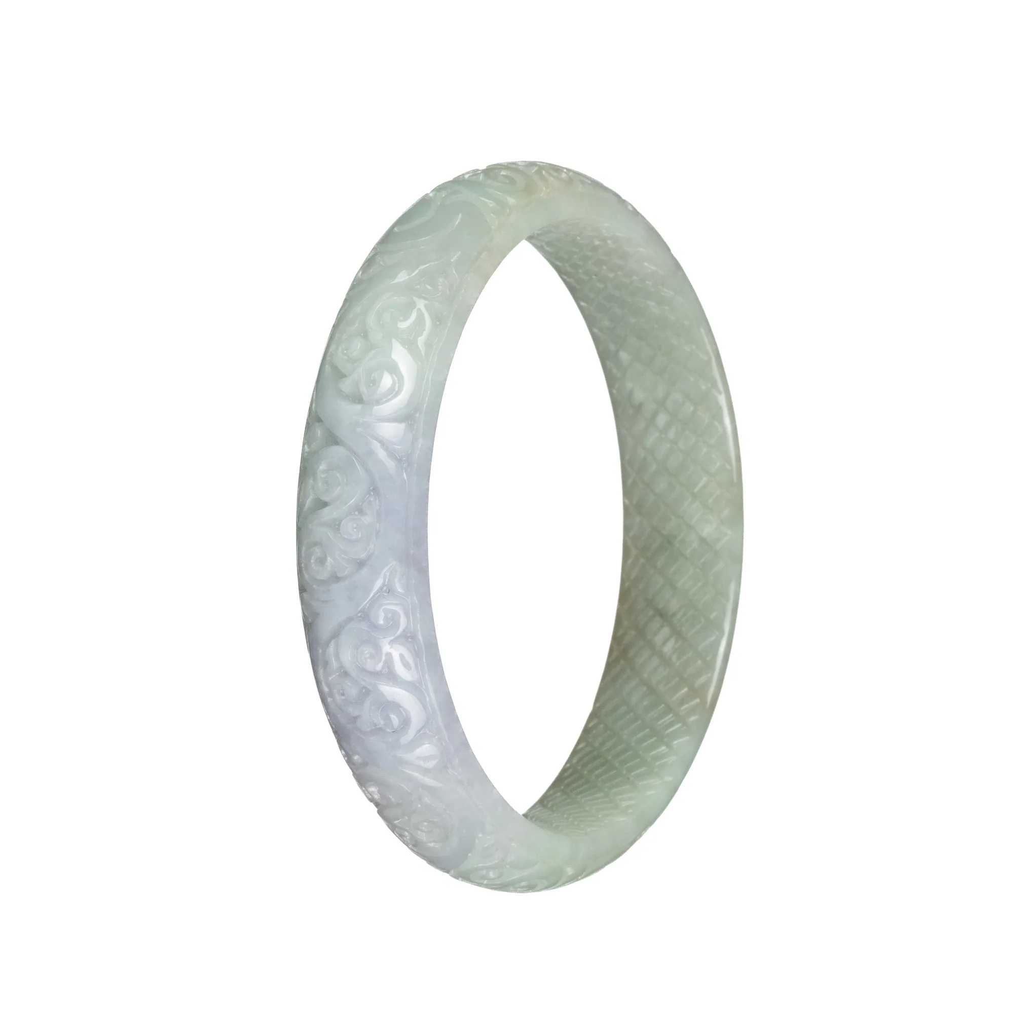 Real Grade A Light Green Jadeite Bracelet - 63mm Carved