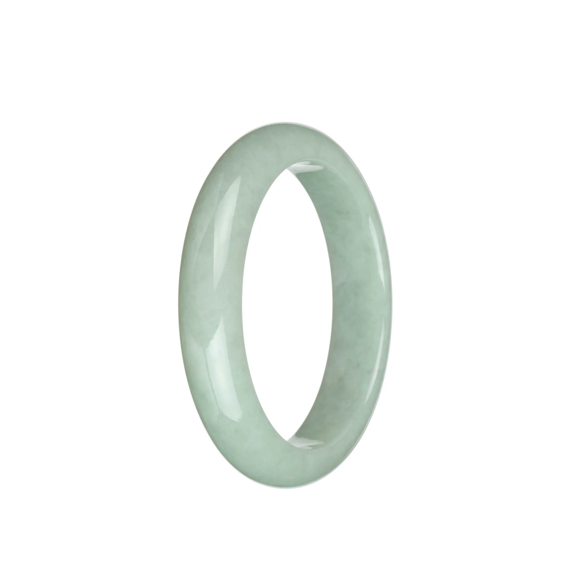 Real Grade A Light Green Jadeite Jade Bracelet - 58mm Half Moon - Image 2