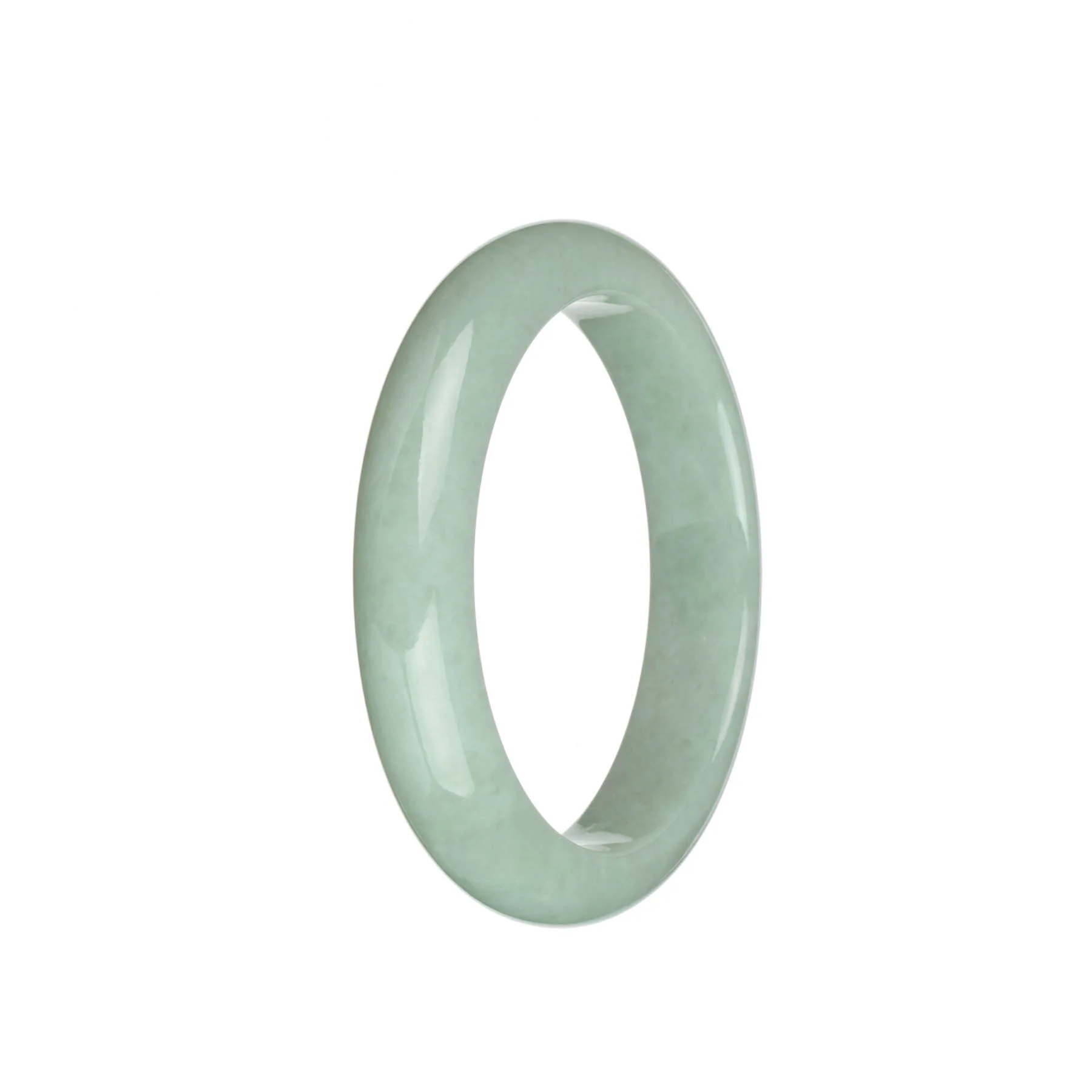 Real Grade A Light Green Jadeite Jade Bracelet - 58mm Half Moon - Image 3