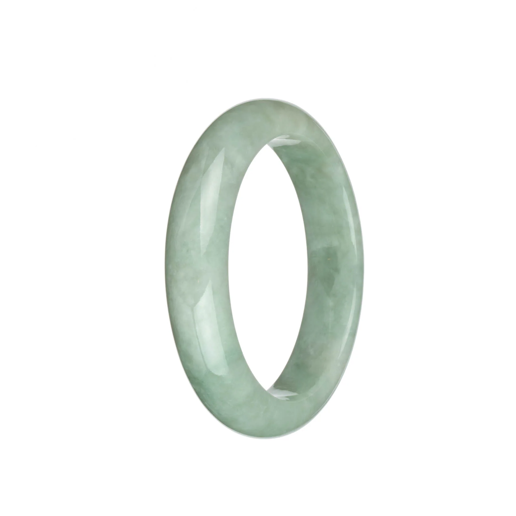 Real Grade A Pale Green Jadeite Jade Bangle Bracelet - 58mm Half Moon - Image 3