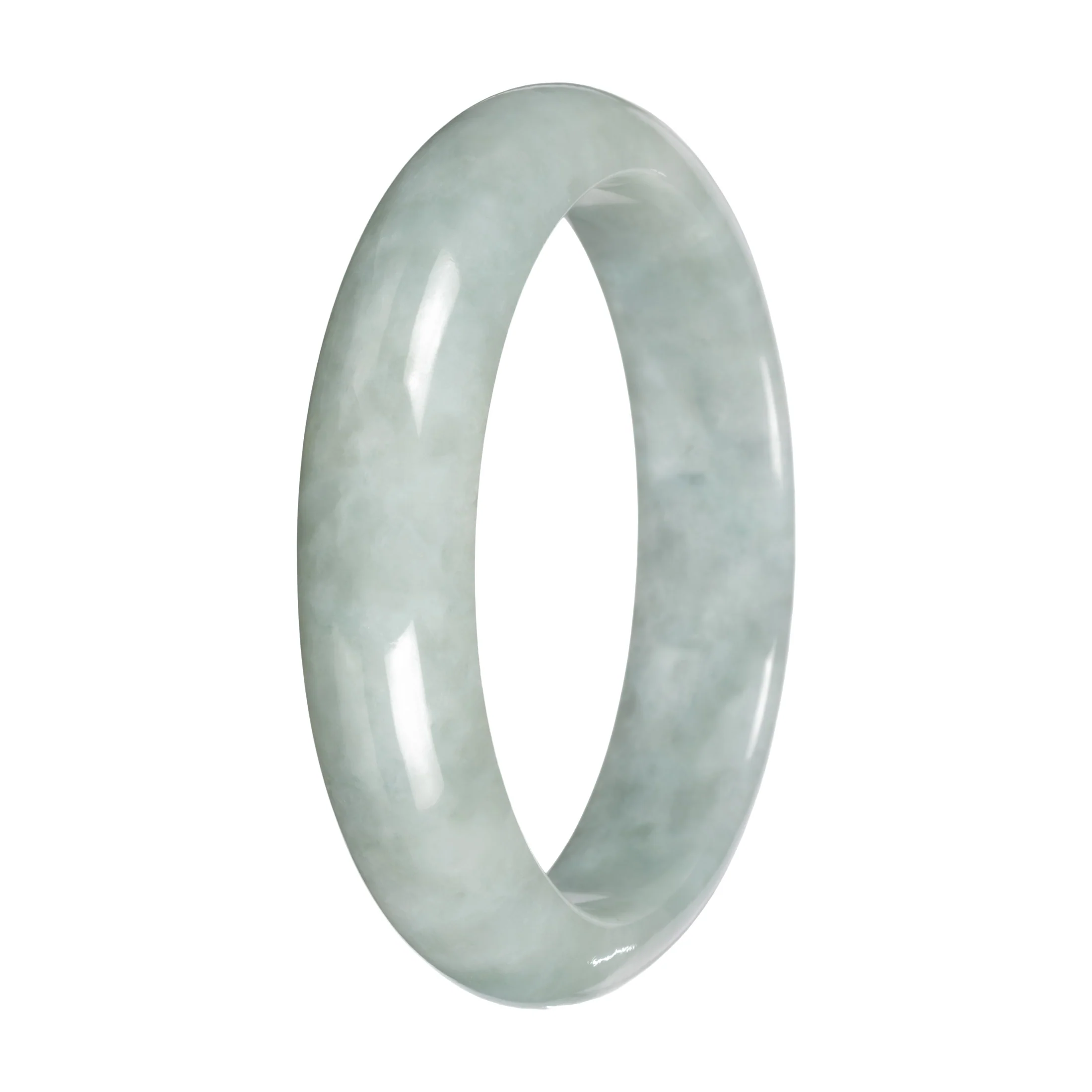 Real Light Green Jadeite Bangle Bracelet - 58mm Half Moon