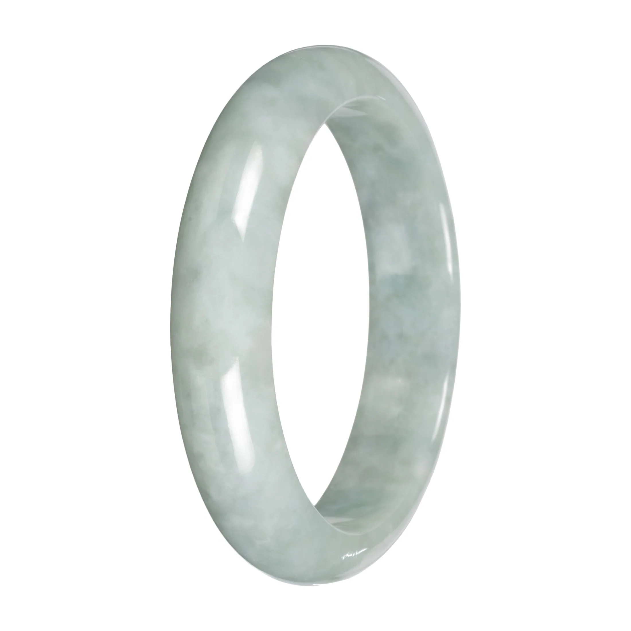 Real Light Green Jadeite Bangle Bracelet - 58mm Half Moon - Image 2