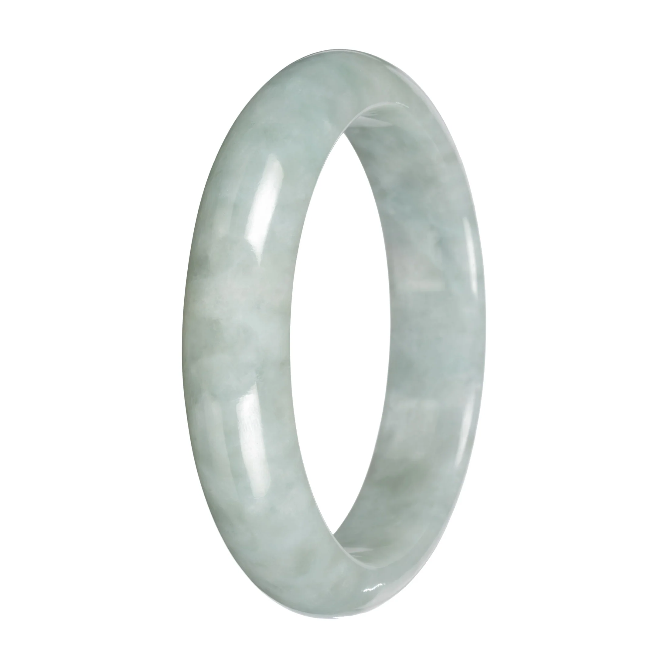 Real Light Green Jadeite Bangle Bracelet - 58mm Half Moon - Image 3