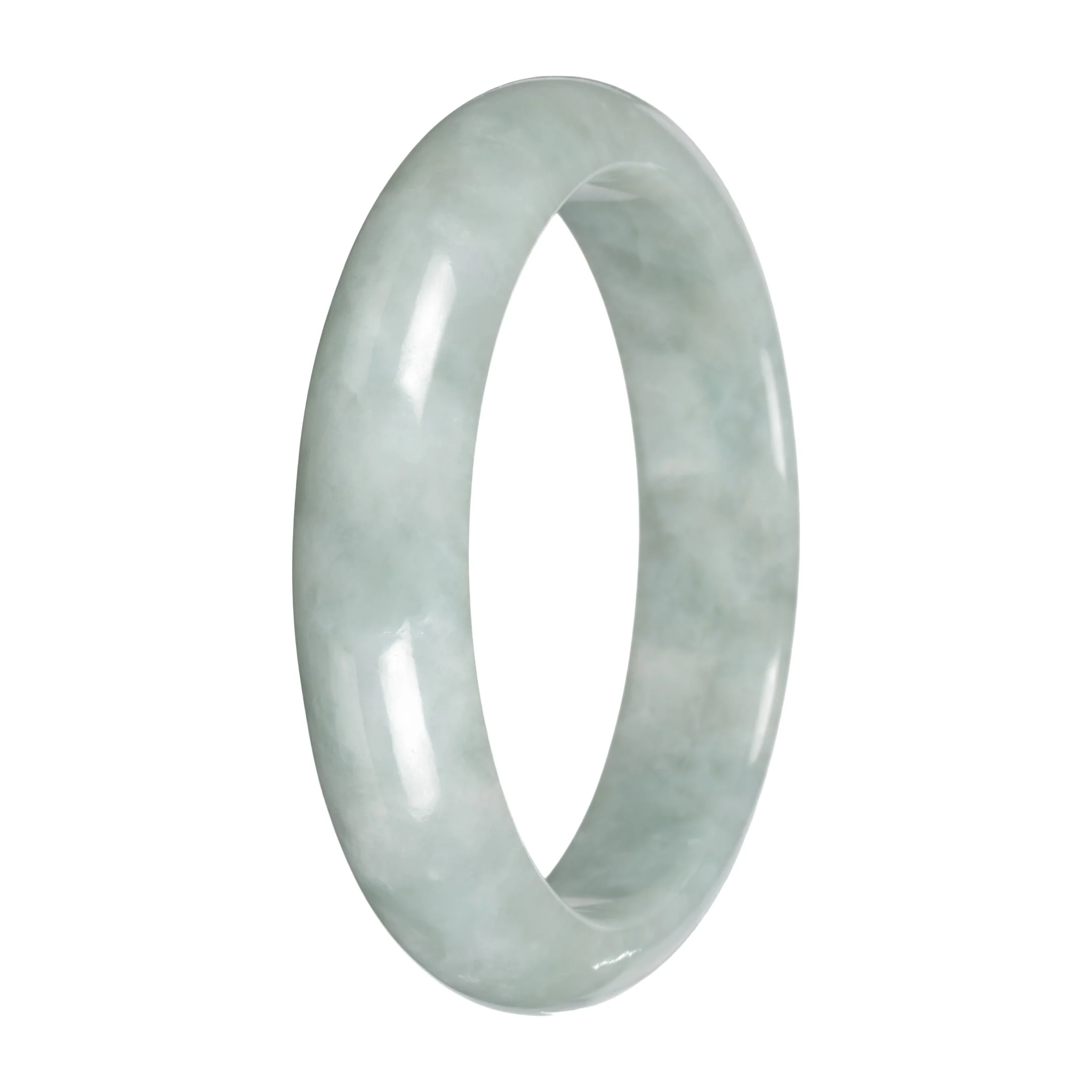 Real Light Green Jadeite Bangle Bracelet - 58mm Half Moon - Image 4