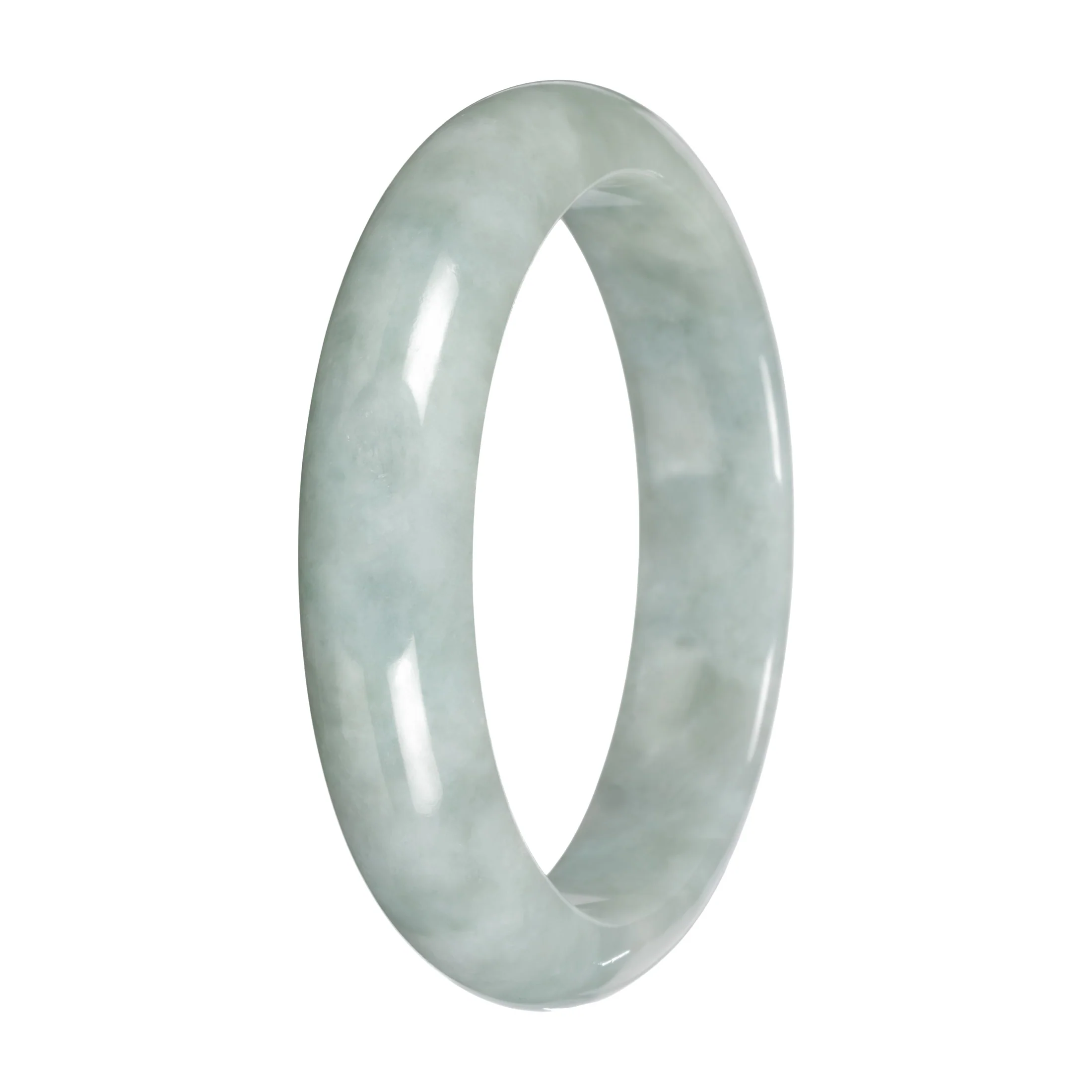Real Light Green Jadeite Bangle Bracelet - 58mm Half Moon - Image 5