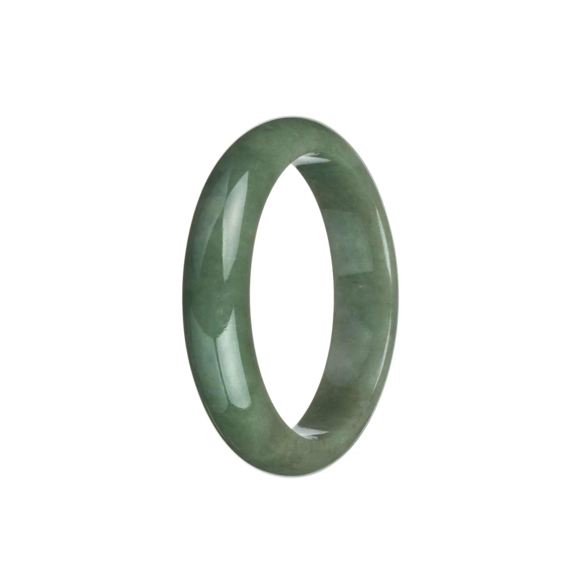Real Natural Green Traditional Jade Bangle - 59mm Half Moon - Image 2