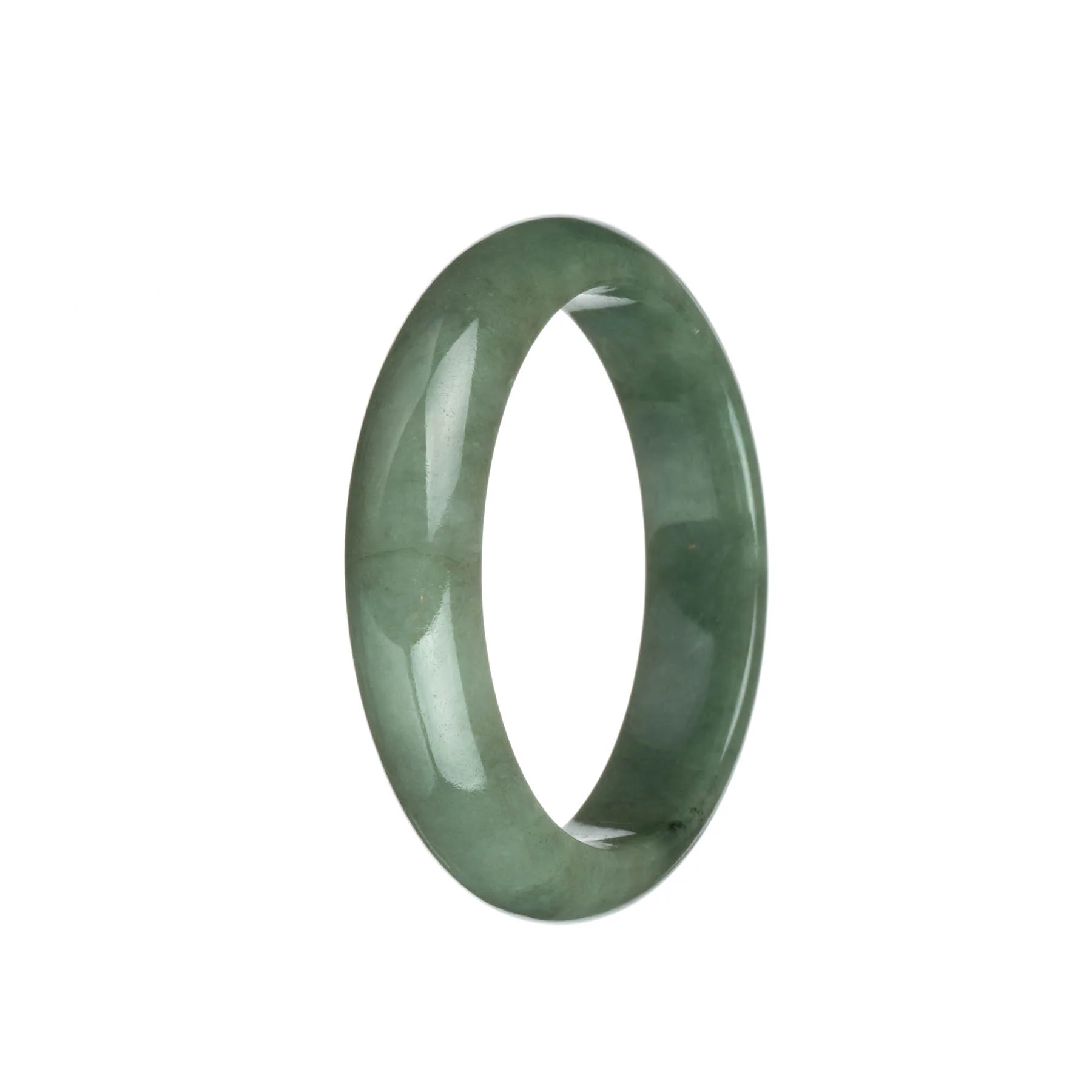 Real Natural Green Traditional Jade Bangle - 59mm Half Moon - Image 3