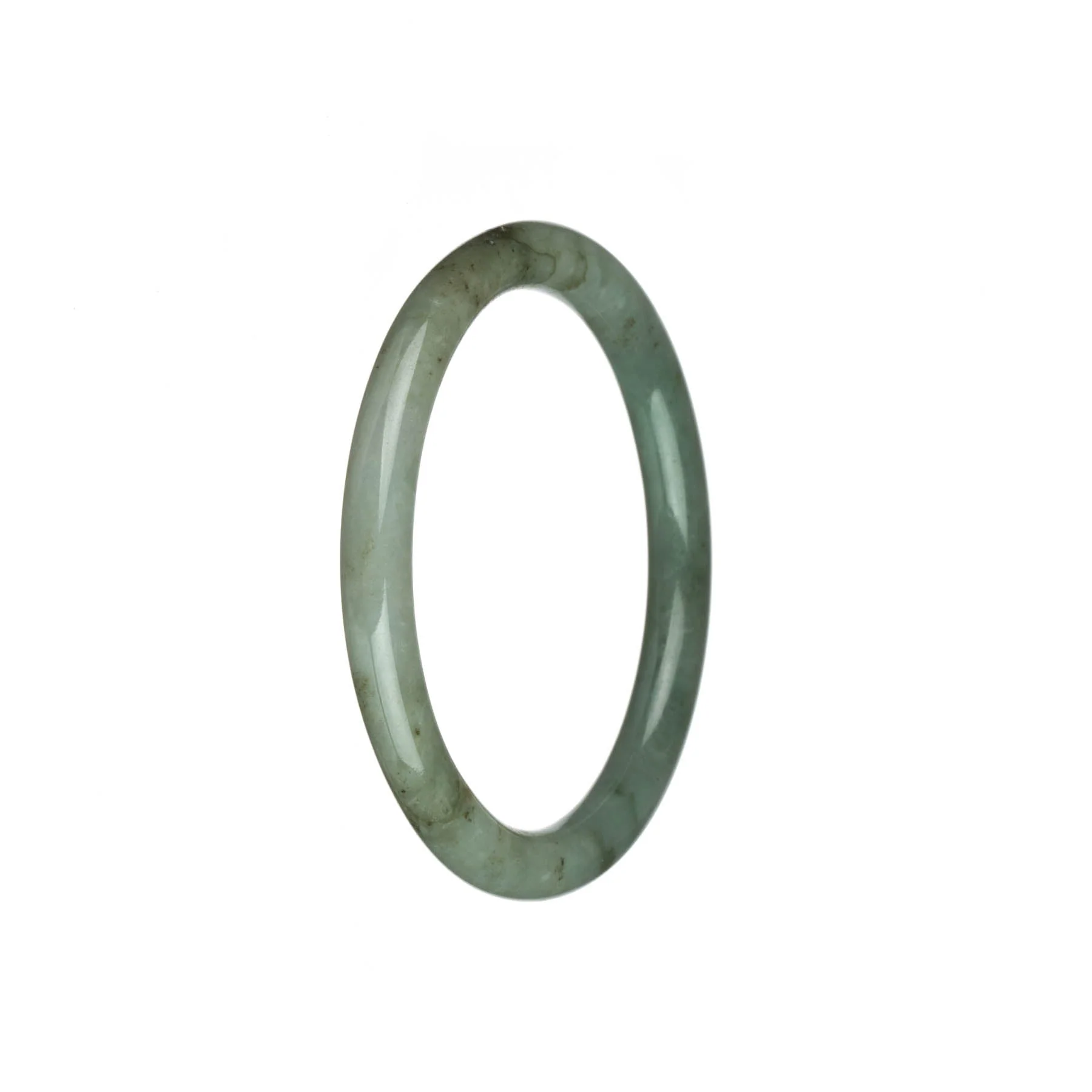 Real Natural Green with Pale Green Jadeite Jade Bracelet - 57mm Petite Round