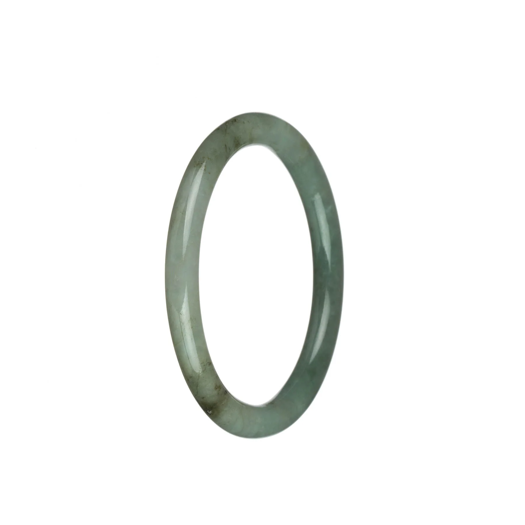 Real Natural Green with Pale Green Jadeite Jade Bracelet - 57mm Petite Round - Image 2