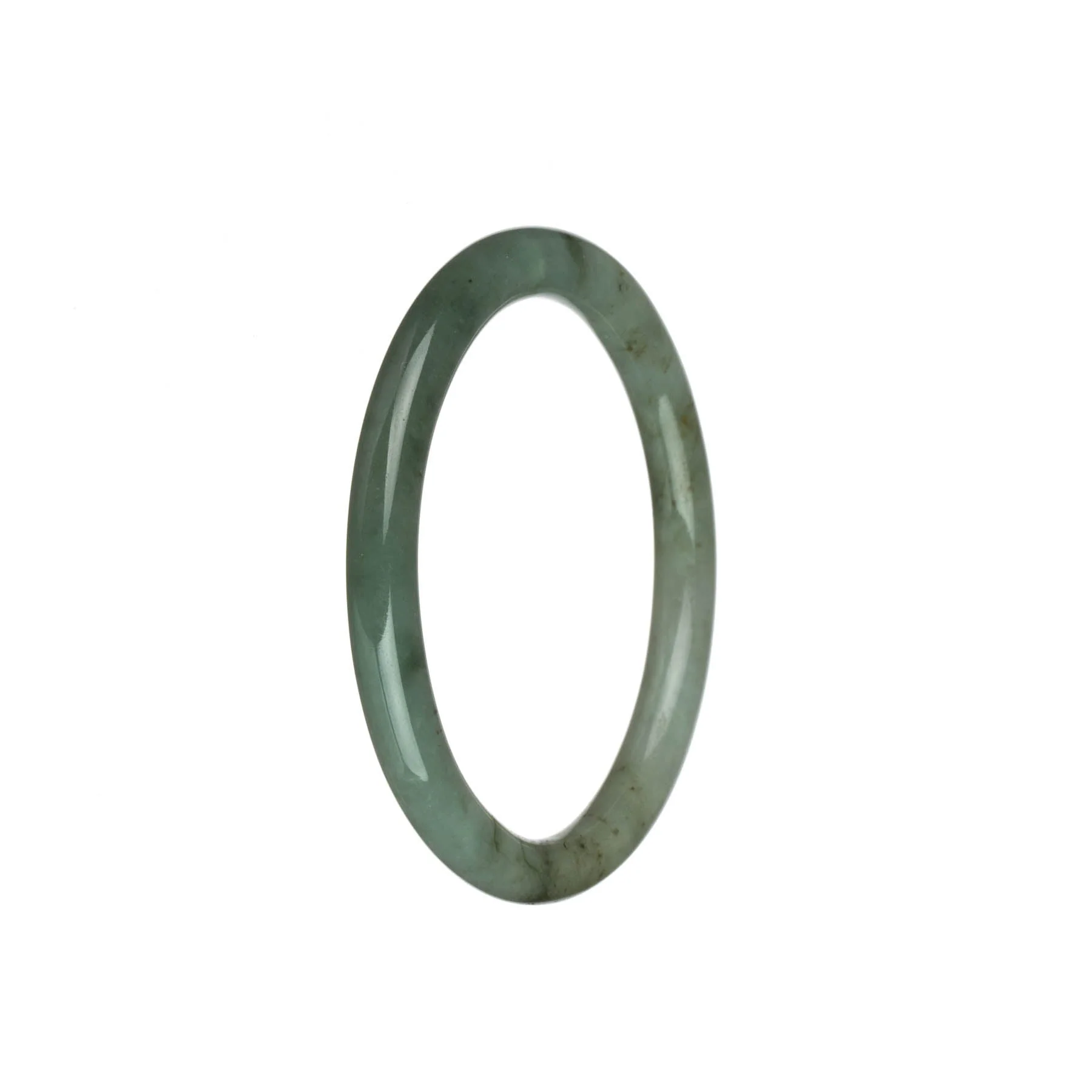 Real Natural Green with Pale Green Jadeite Jade Bracelet - 57mm Petite Round - Image 3
