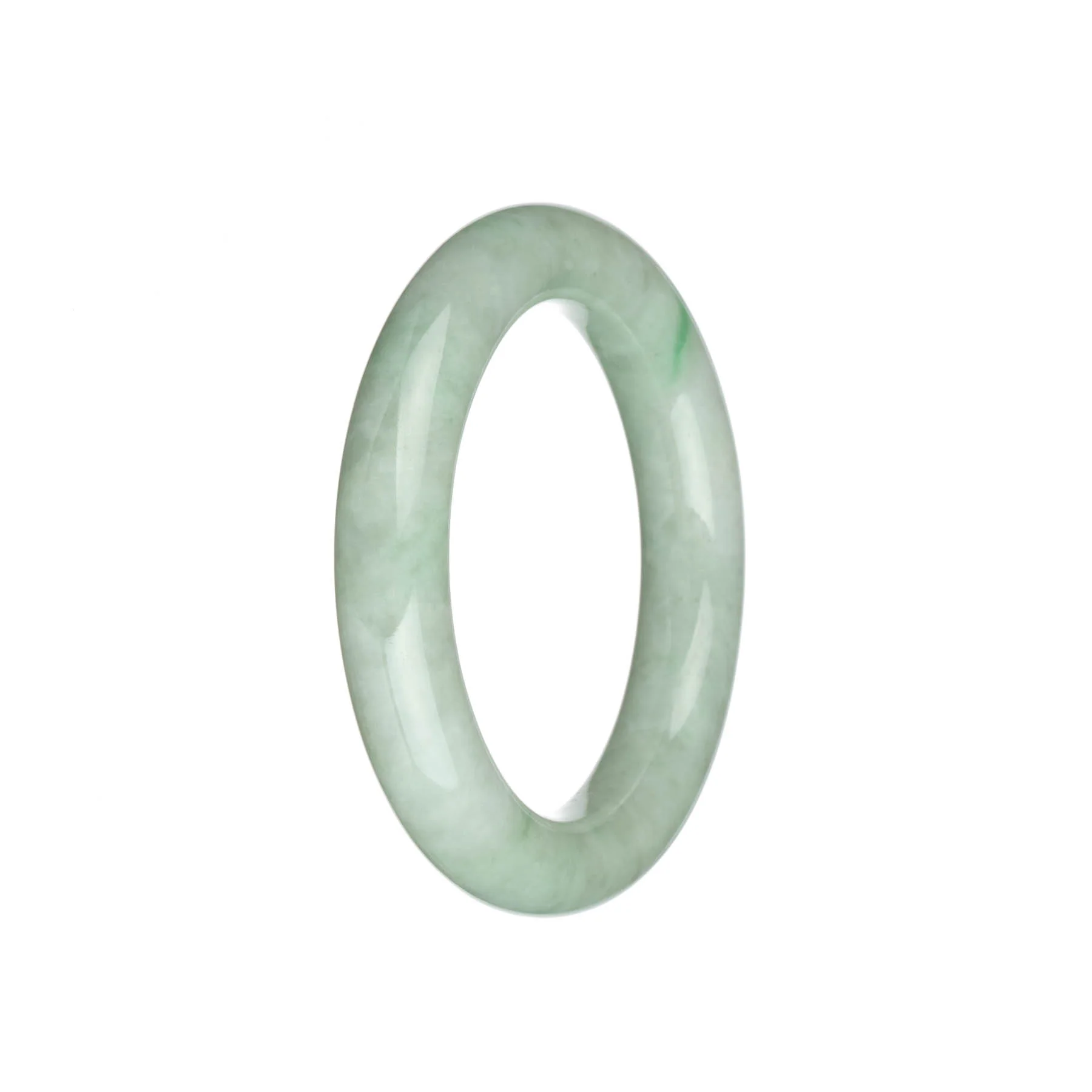 Real Natural Light Green with Apple Green Pattern Traditional Jade Bangle Bracelet - 54mm Round - Image 2