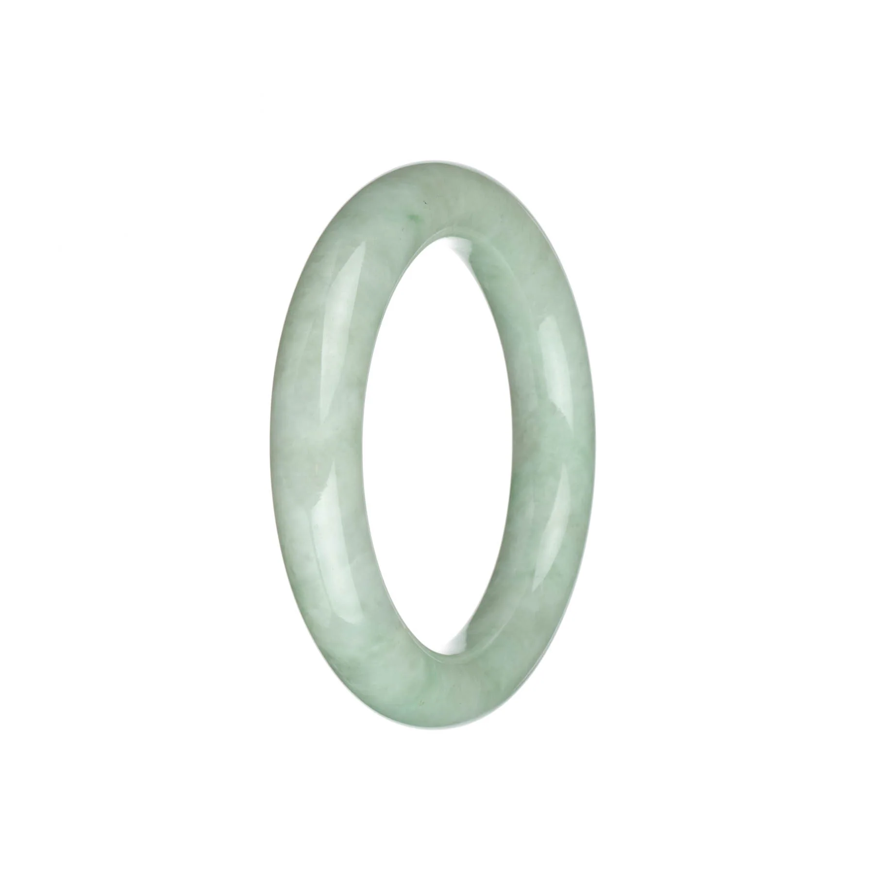 Real Natural Light Green with Apple Green Pattern Traditional Jade Bangle Bracelet - 54mm Round - Image 3