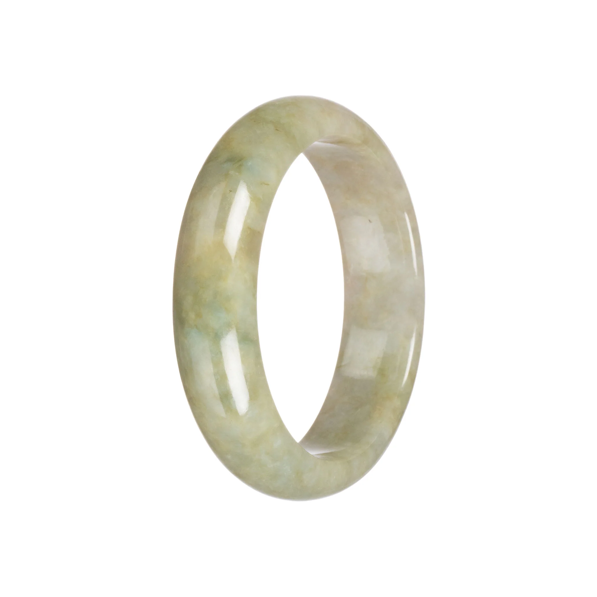 Real Olive Green Traditional Jade Bangle - 57mm Half Moon - Image 2