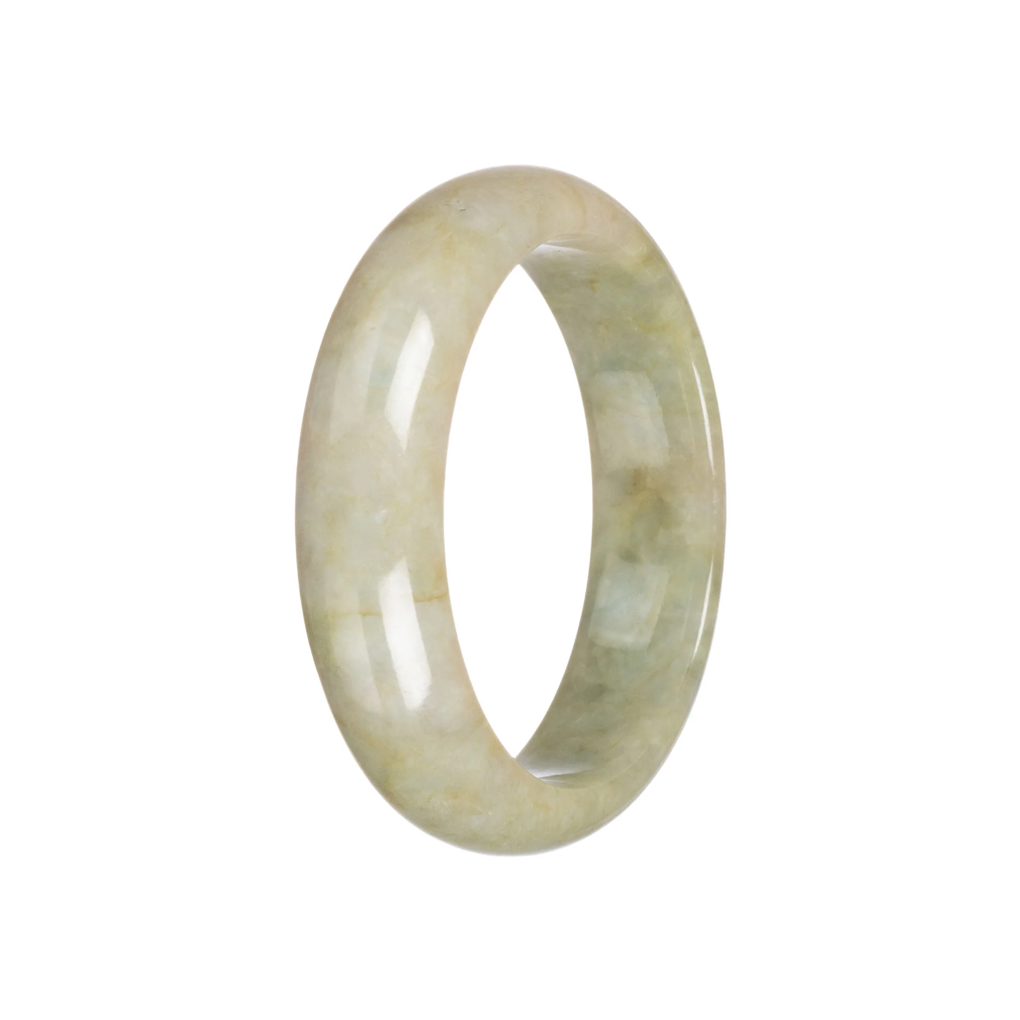 Real Olive Green Traditional Jade Bangle - 57mm Half Moon - Image 3