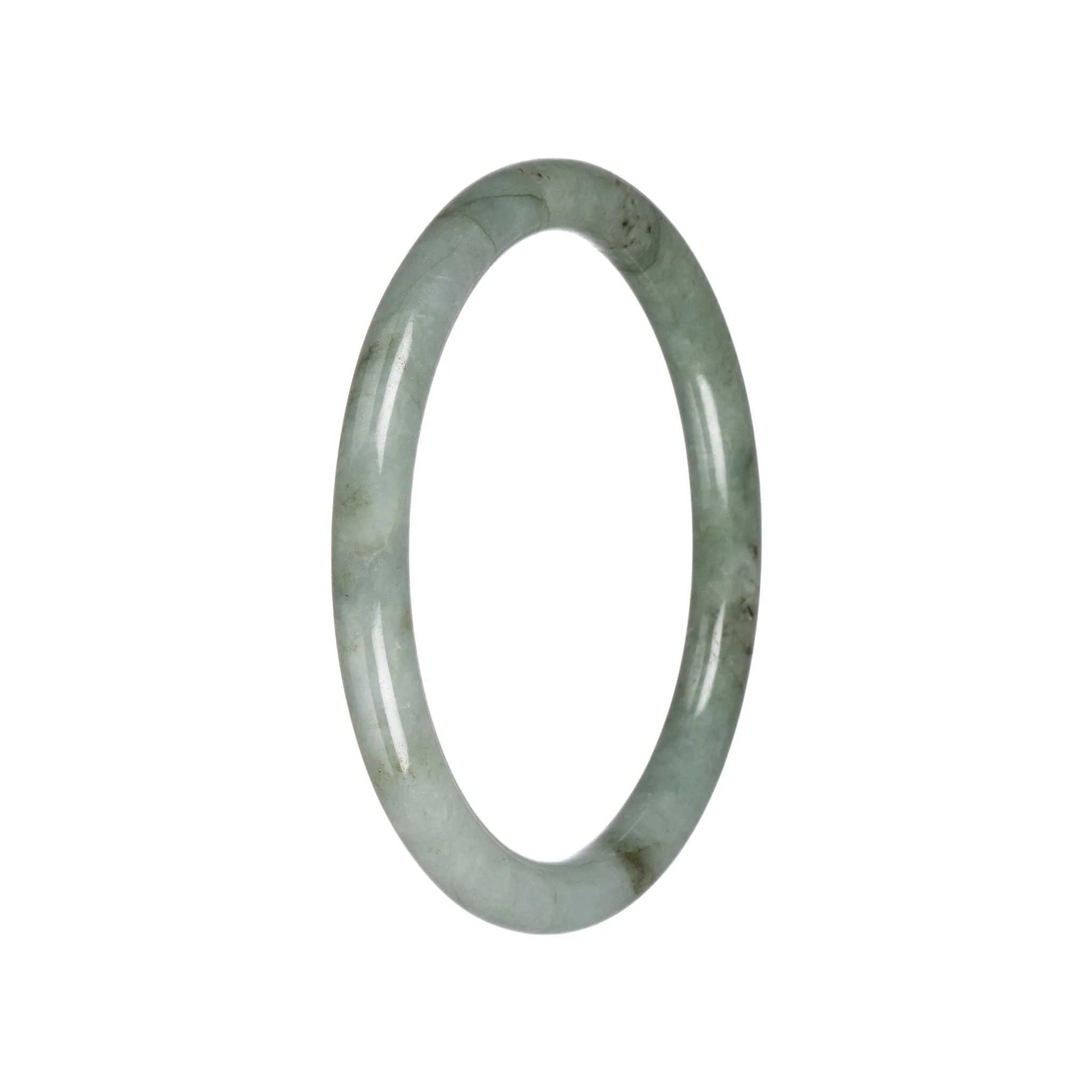 Real Pale Green Burmese Jade Bangle Bracelet - 61mm Petite Round - Image 2