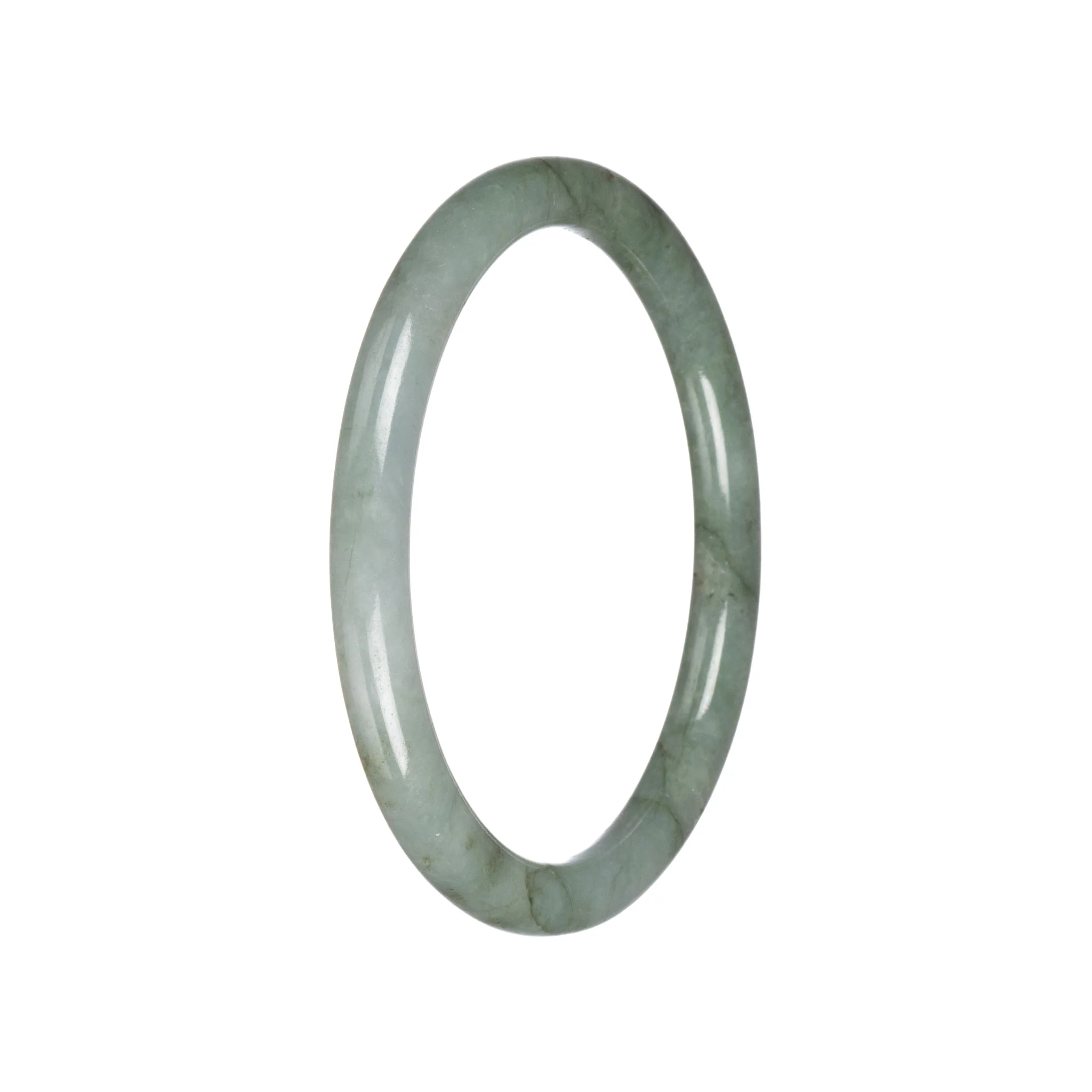 Real Pale Green Burmese Jade Bangle Bracelet - 61mm Petite Round - Image 3