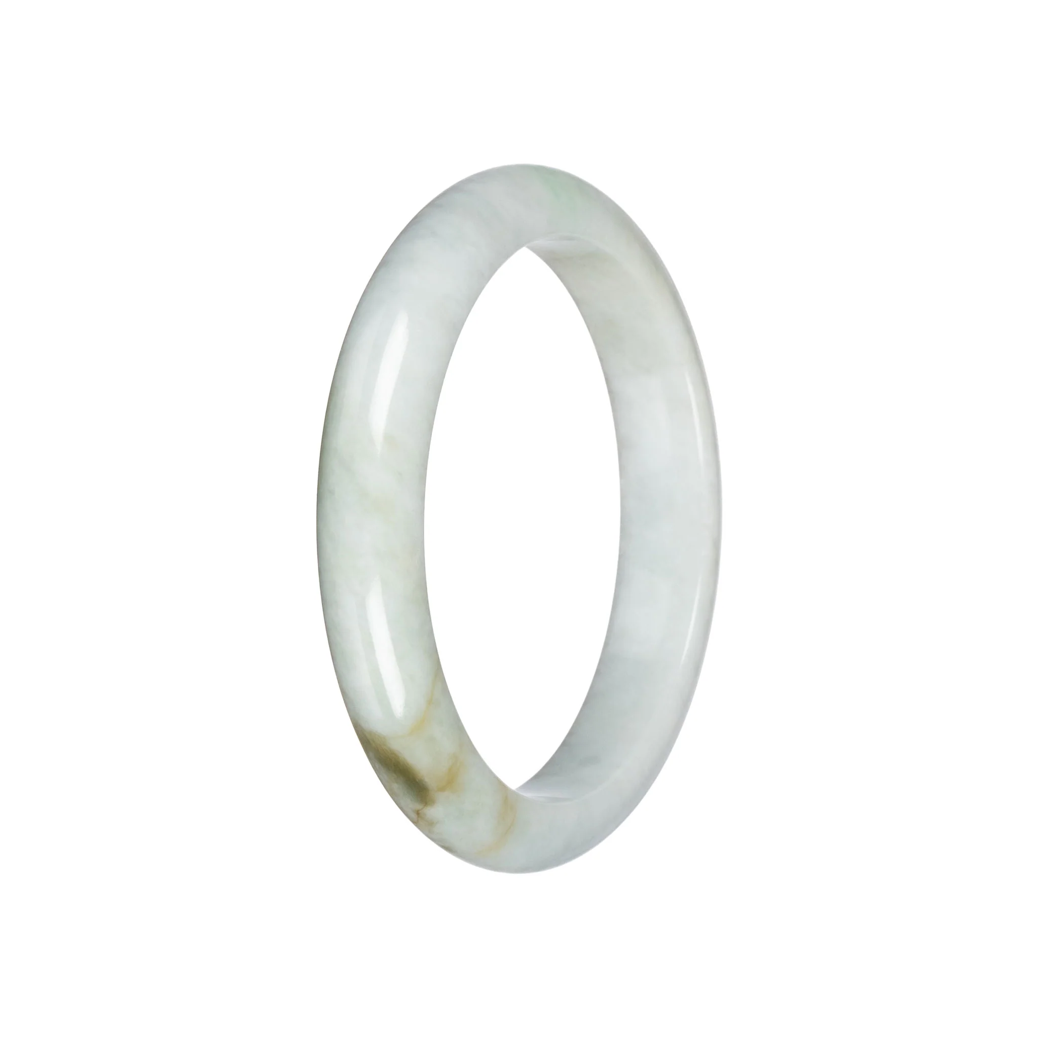 Real Pale Green Jade Bangle Bracelet - 58mm Half Moon - Image 2