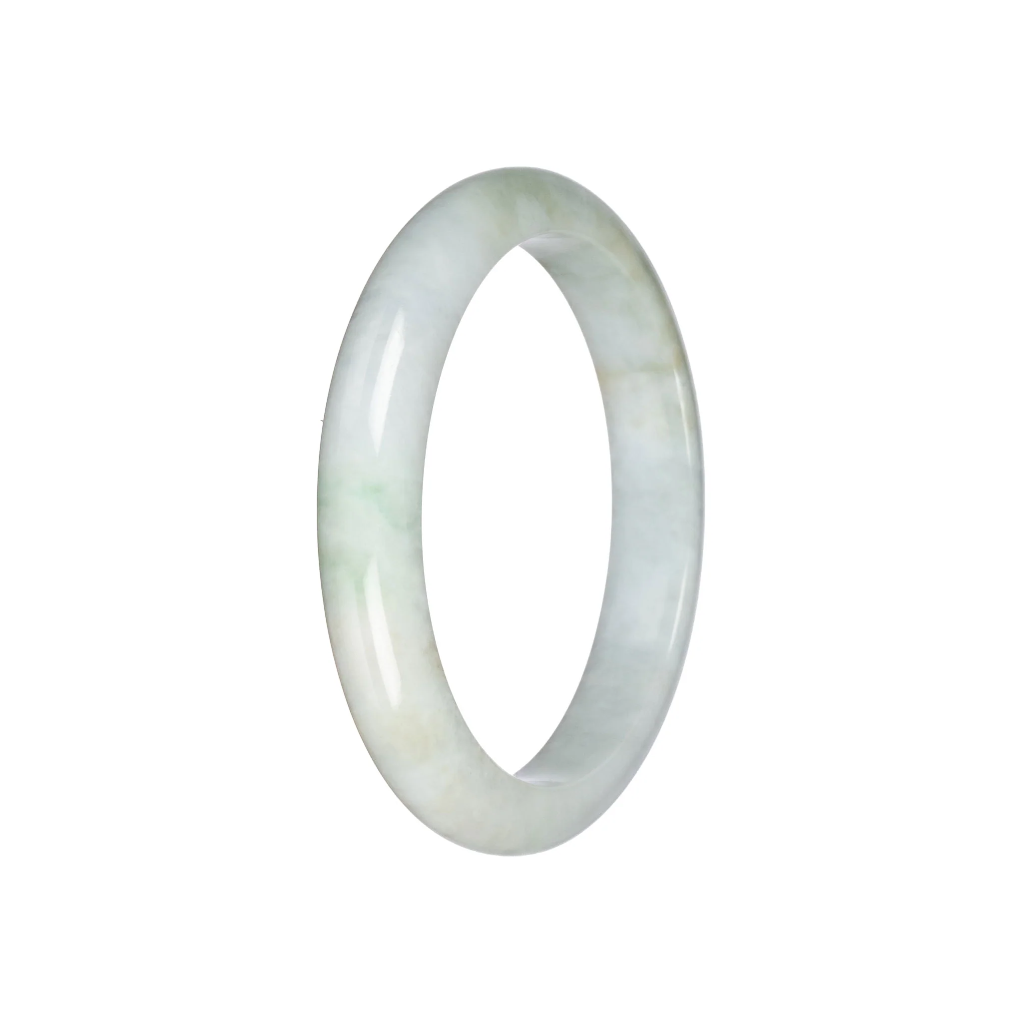 Real Pale Green Jade Bangle Bracelet - 58mm Half Moon - Image 3