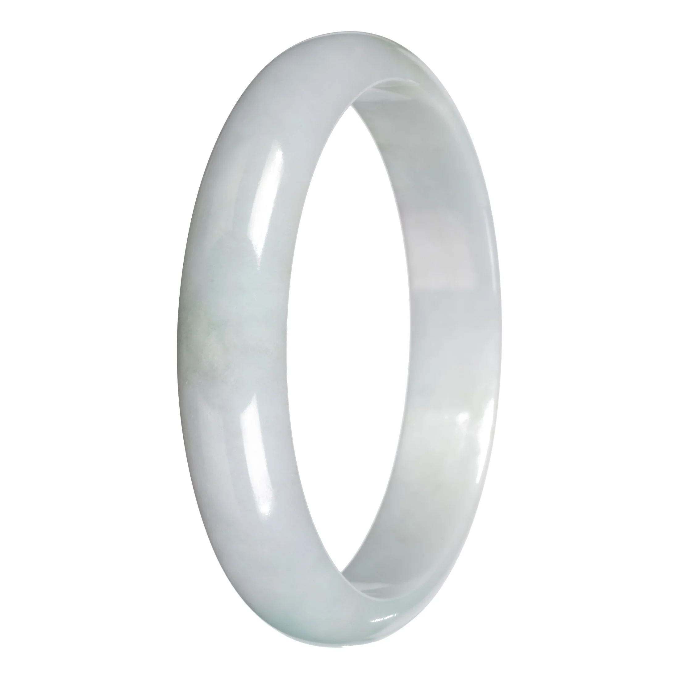 Real Pale Green with White Section Jadeite Jade Bangle - 78mm Half Moon