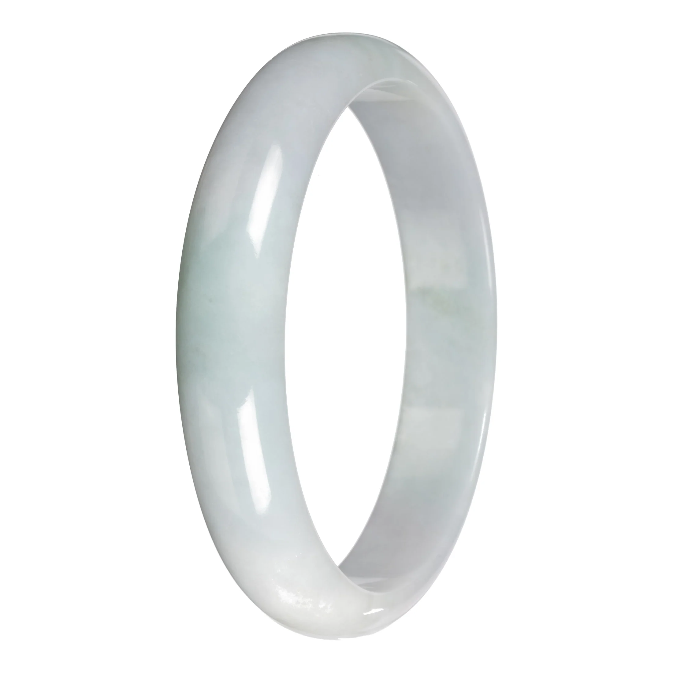 Real Pale Green with White Section Jadeite Jade Bangle - 78mm Half Moon - Image 5