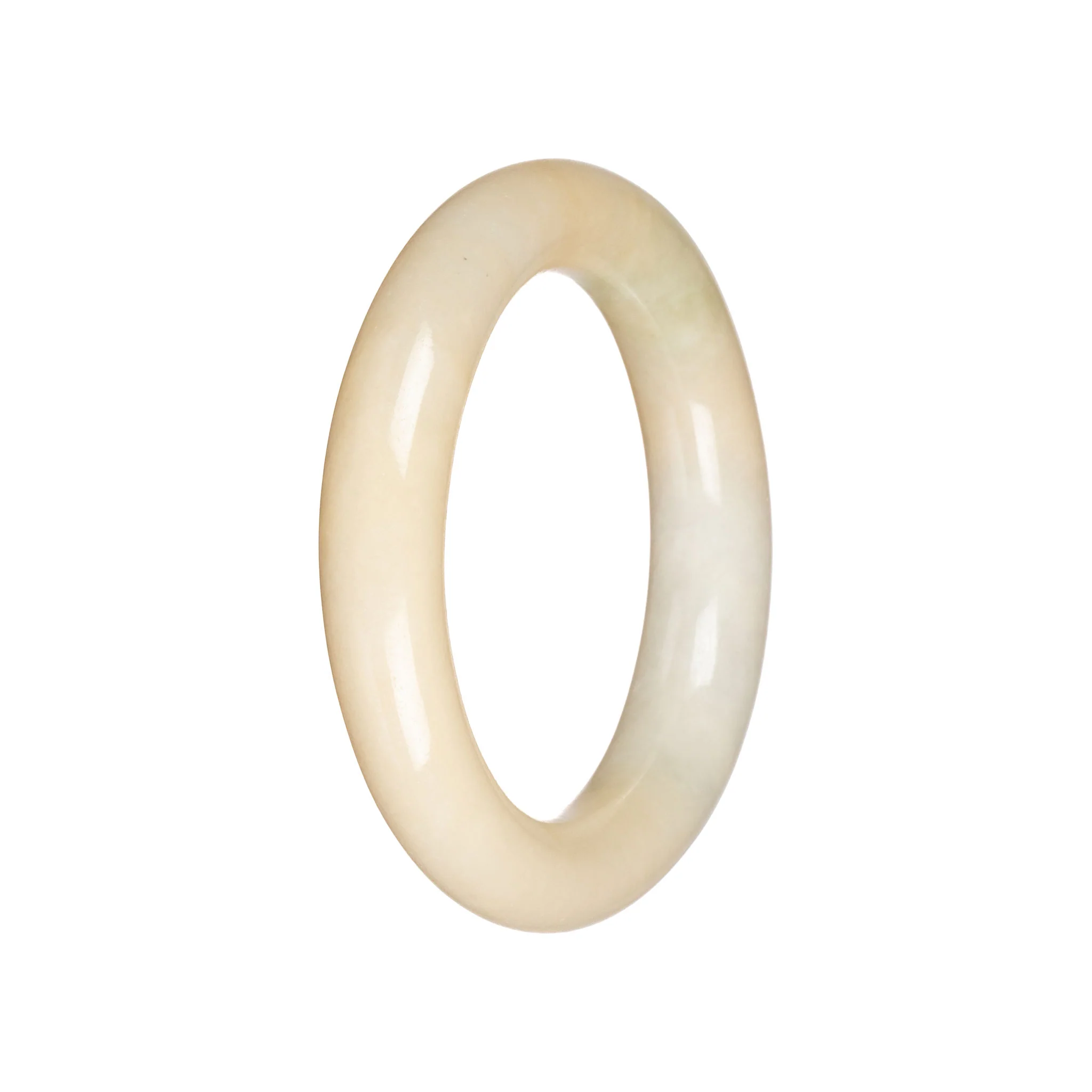 Real Pale Yellow Traditional Jade Bangle - 54mm Round - Image 2