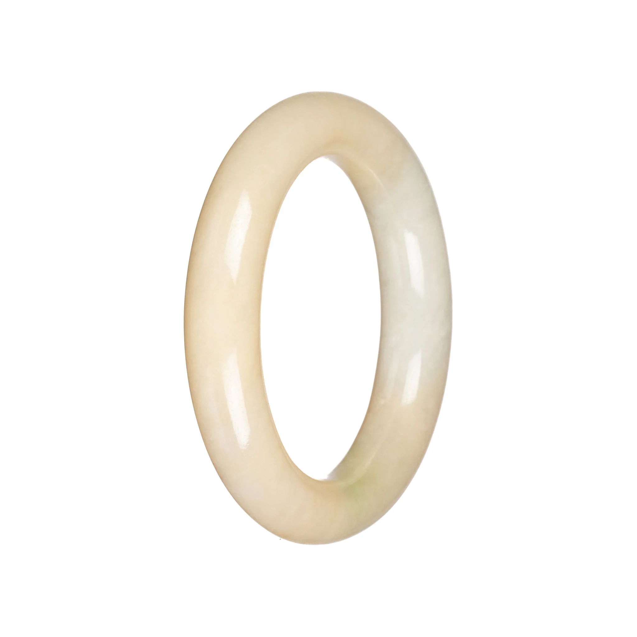 Real Pale Yellow Traditional Jade Bangle - 54mm Round - Image 3