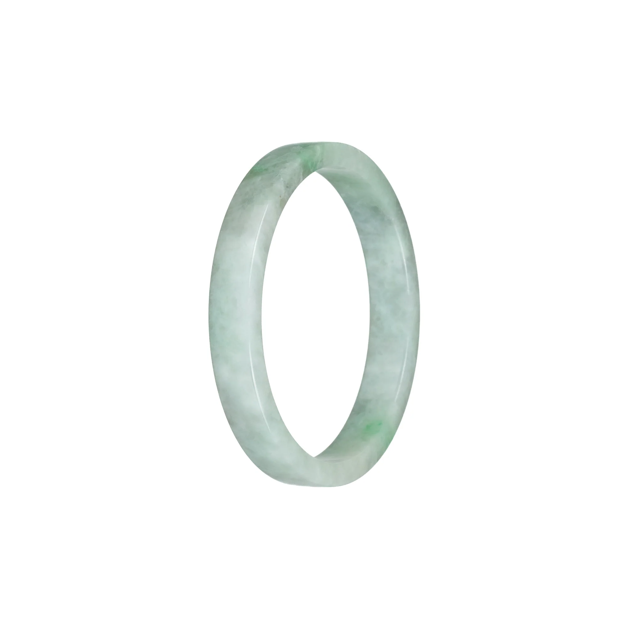Real Untreated Green Pattern Jade Bangle Bracelet - 52mm Flat - Image 2
