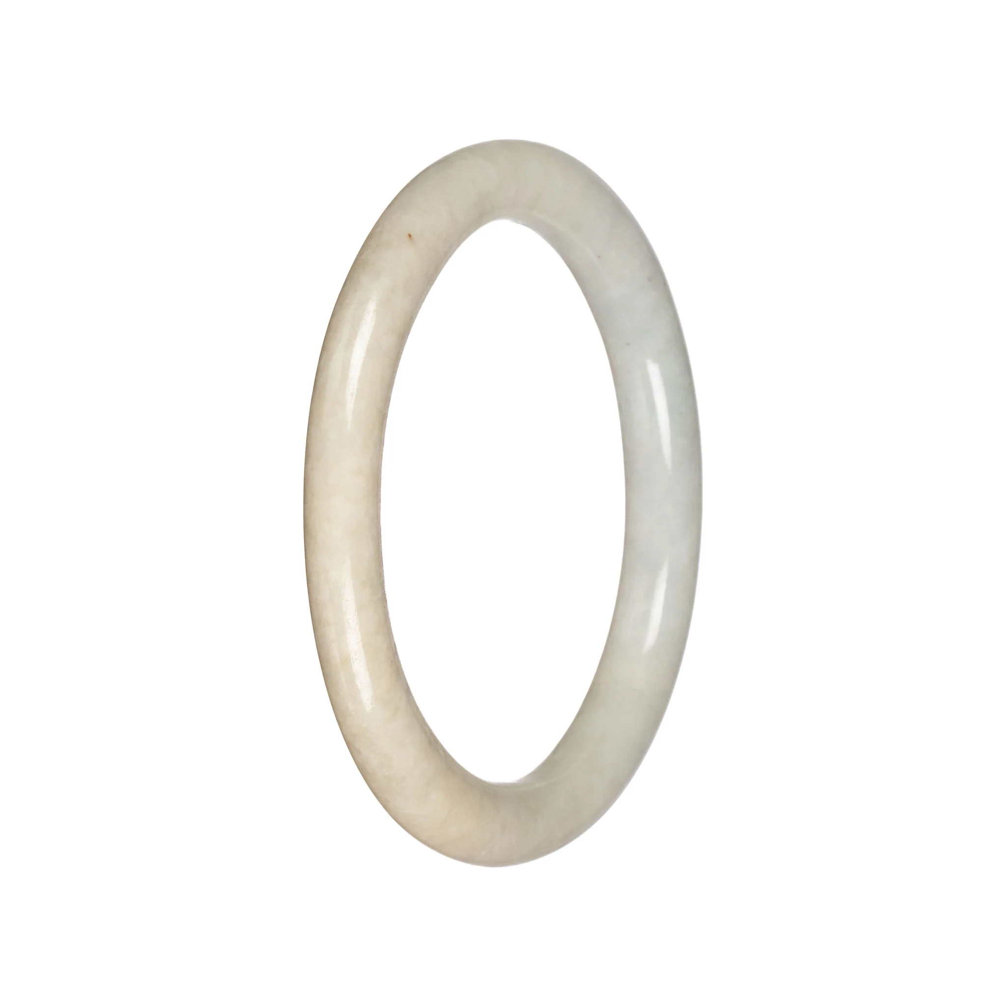 Real White Burmese Jade Bangle - 60mm Petite Round - Image 2