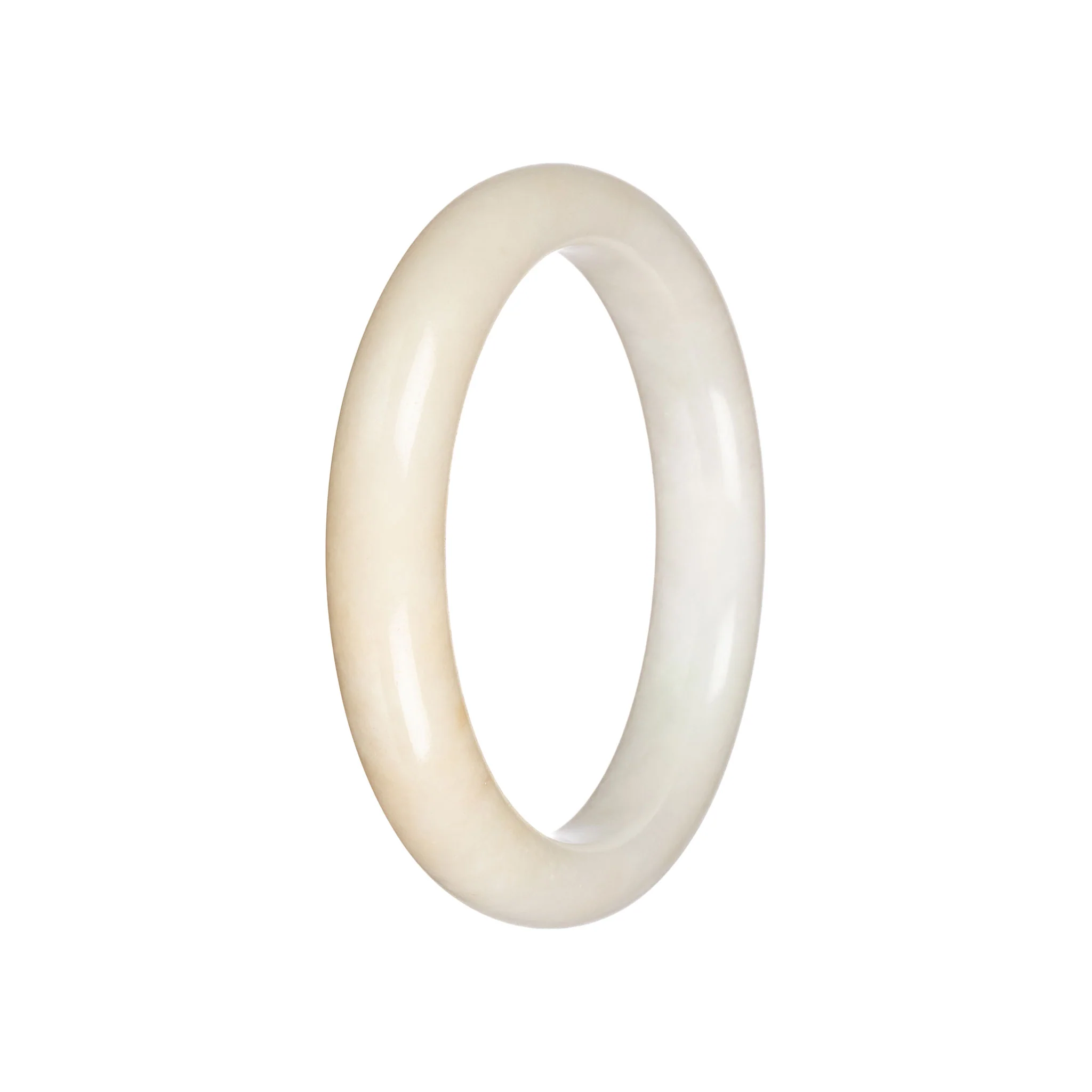 Real White Burmese Jade Bangle Bracelet - 59mm Semi Round - Image 2