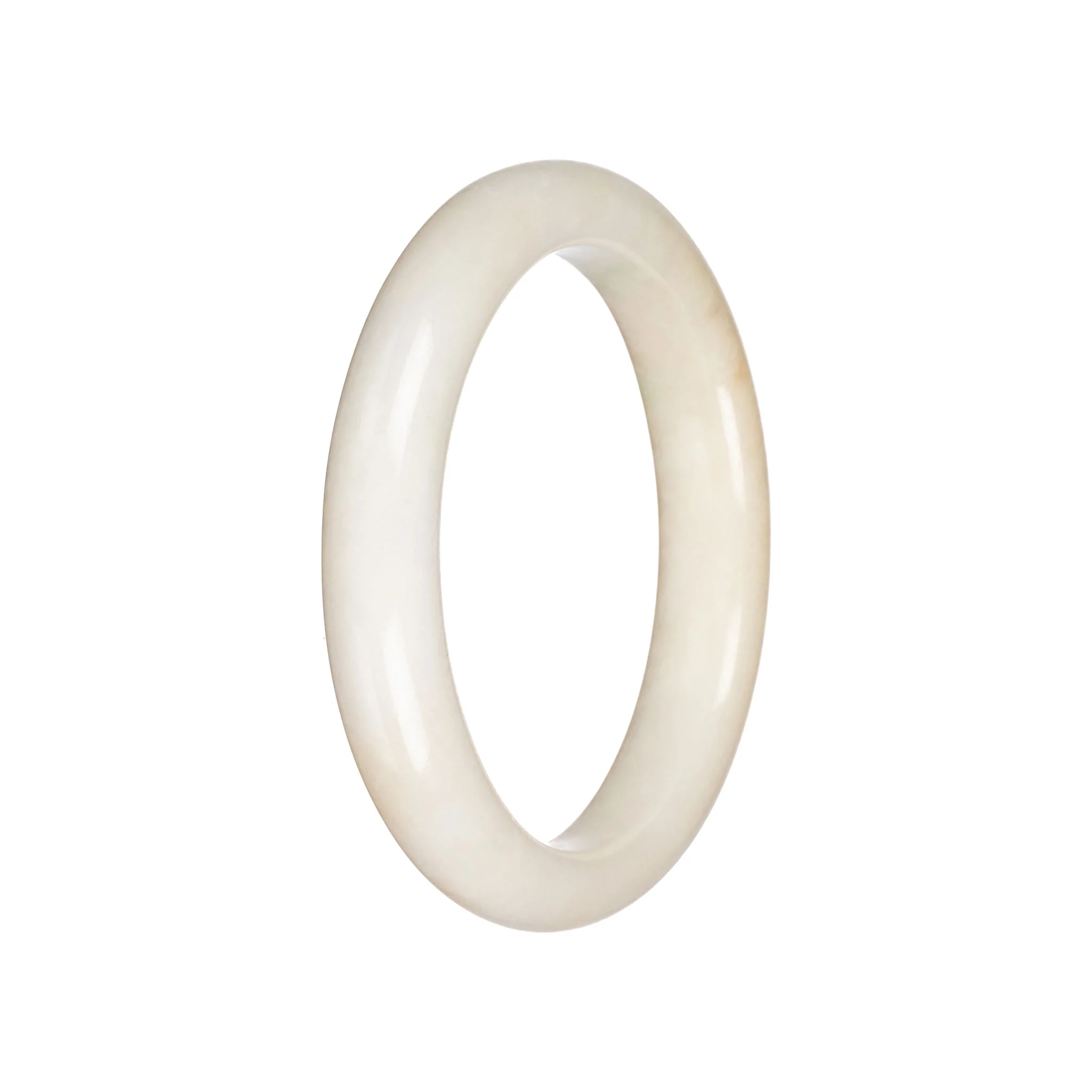 Real White Burmese Jade Bangle Bracelet - 59mm Semi Round - Image 3