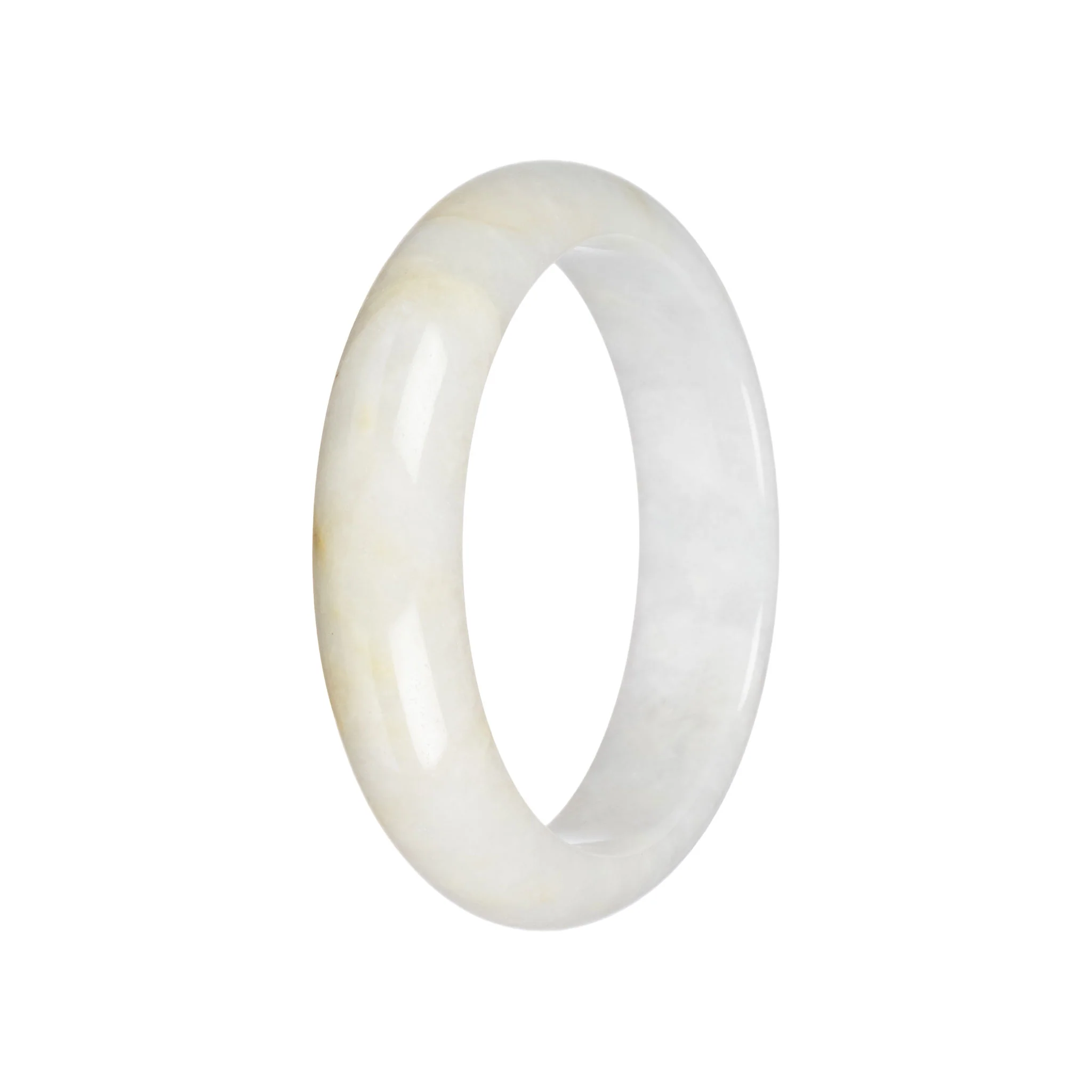 Real White Jade Bangle Bracelet - 59mm Half Moon