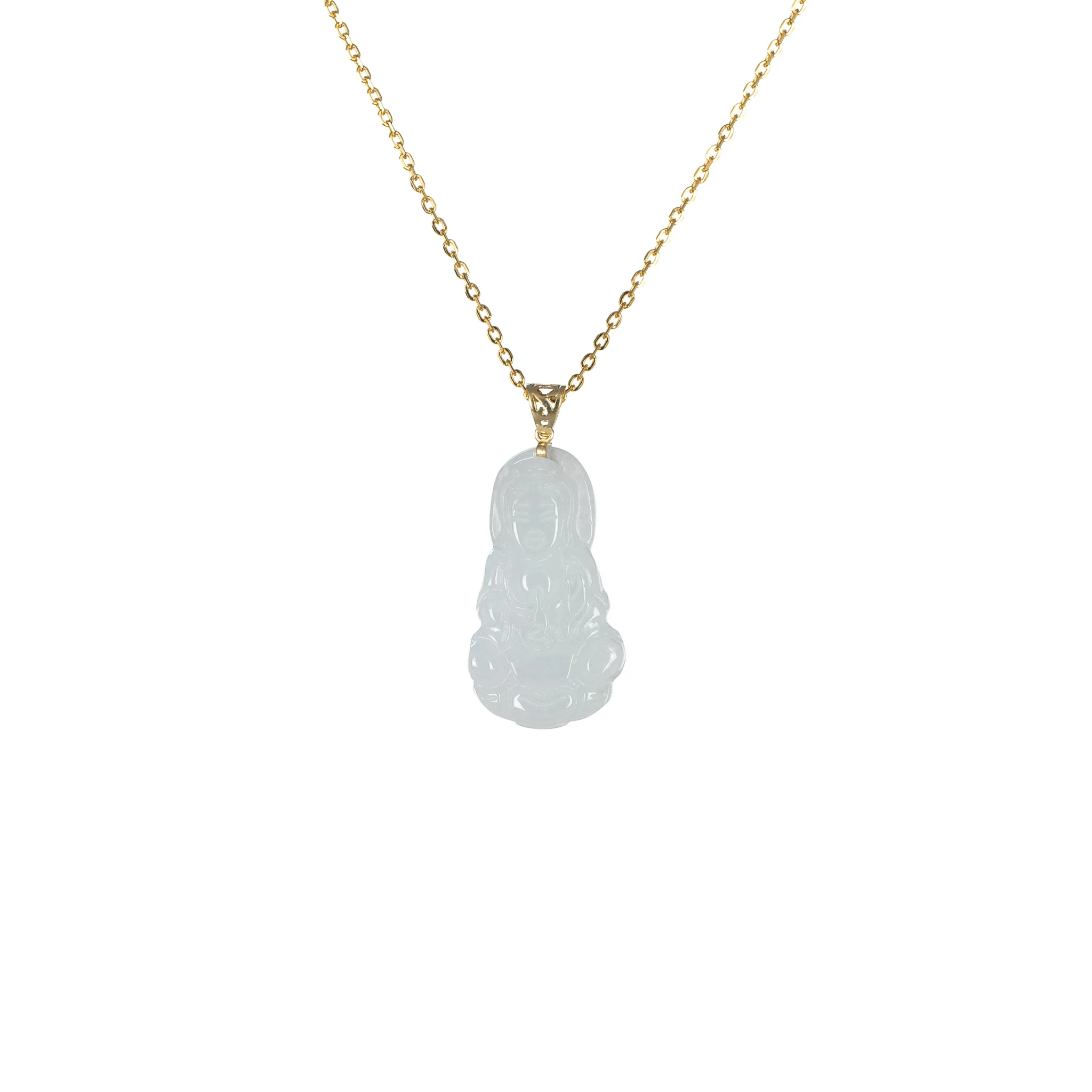 Sereniti GuanYin Jadeite Jade Necklace with 18ct Gold - Small - Image 2