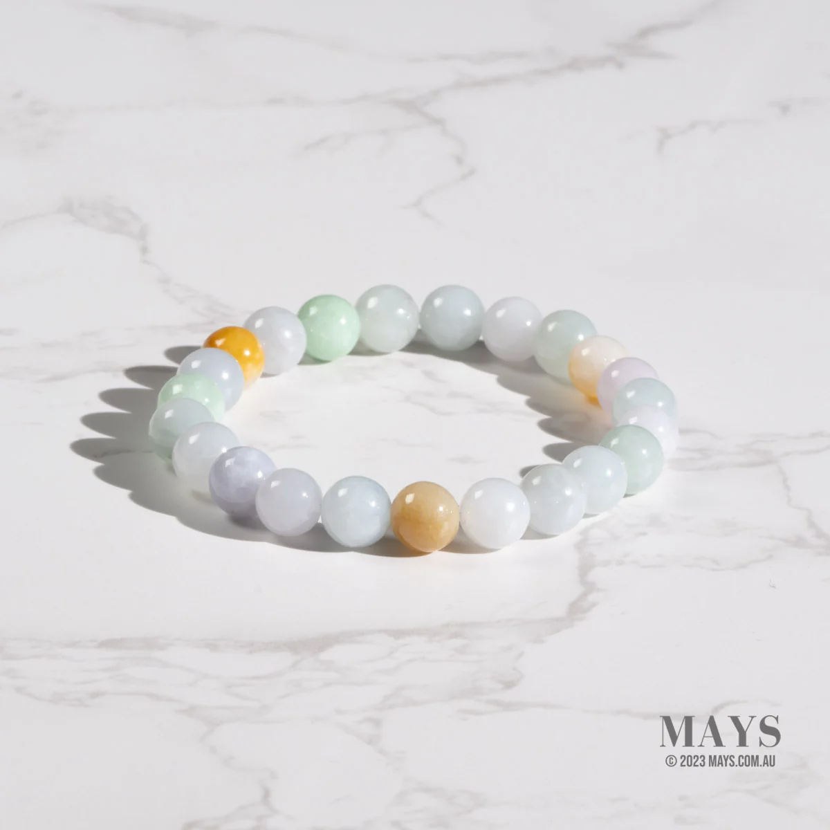 Small Multi Colour Jadeite Jade Bead Bracelet - 8mm - Image 3