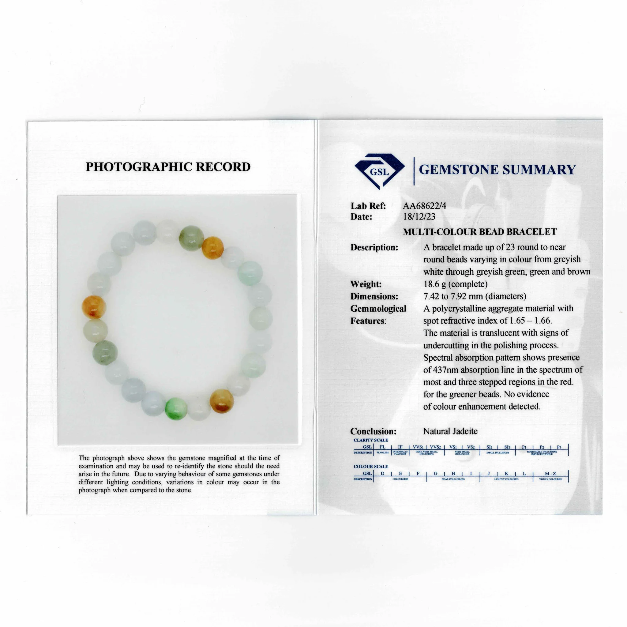 Small Multi Colour Jadeite Jade Bead Bracelet - 8mm - Image 5