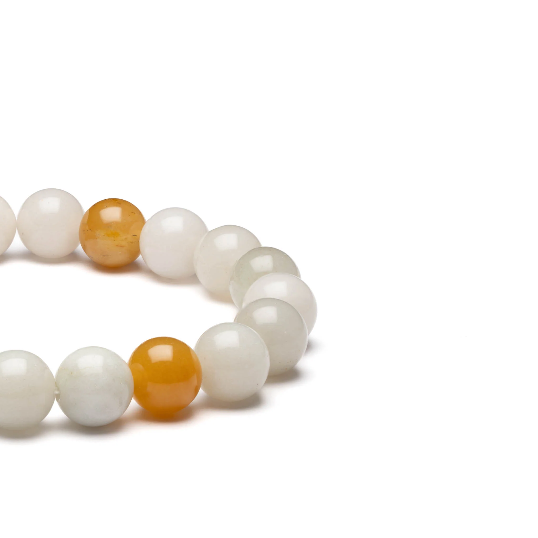 Three Colour Jade Bead Bracelet with Topaz - 10mm - Image 2