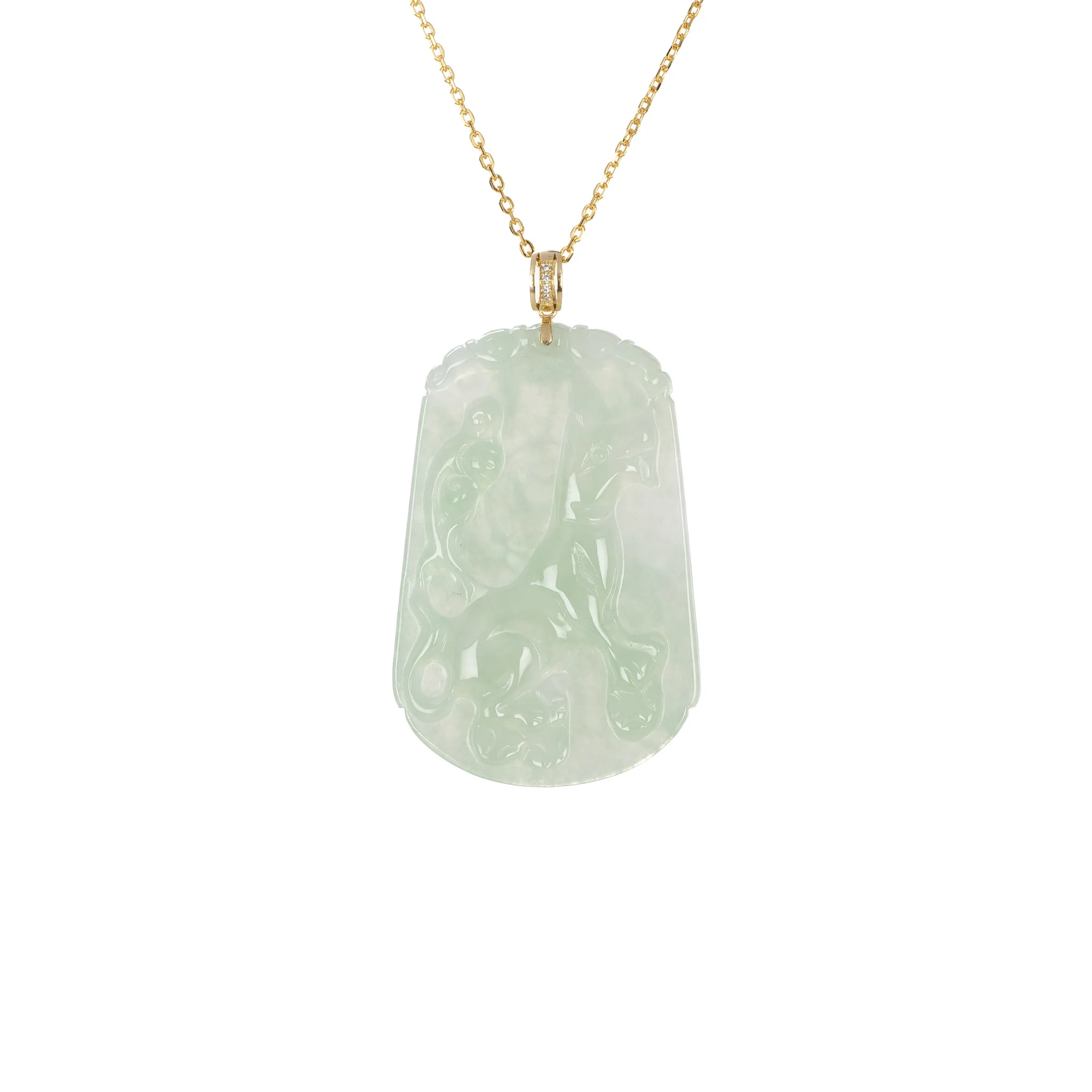 Tranquiliti Chinese Zodiac Animal Jade Pendant with 18ct Gold and Diamonds - Dog - Image 2